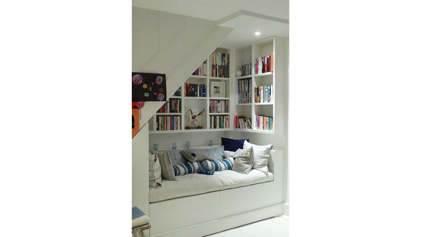 under stairs reading nook