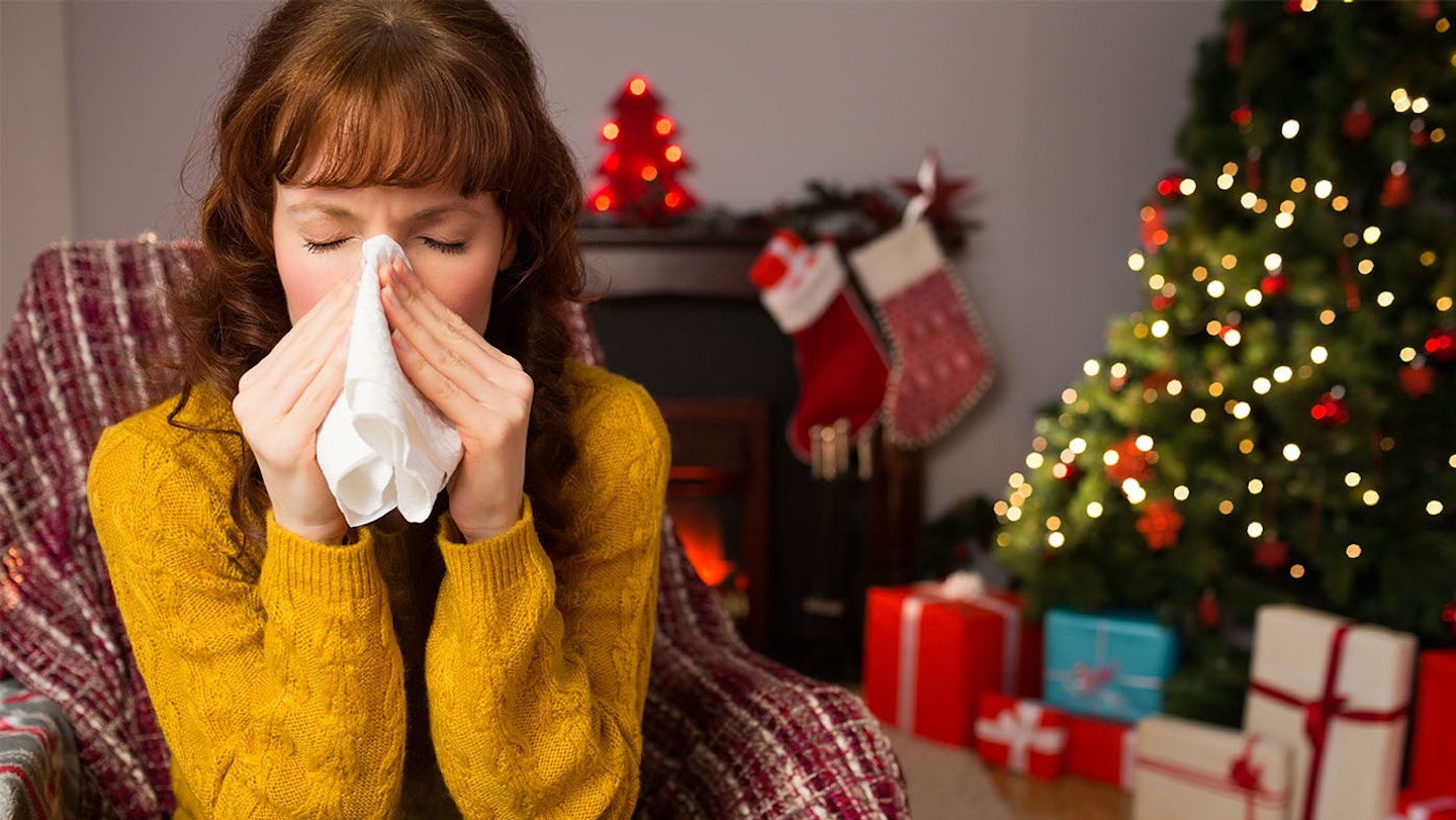 Woman with Christmas Tree allergy