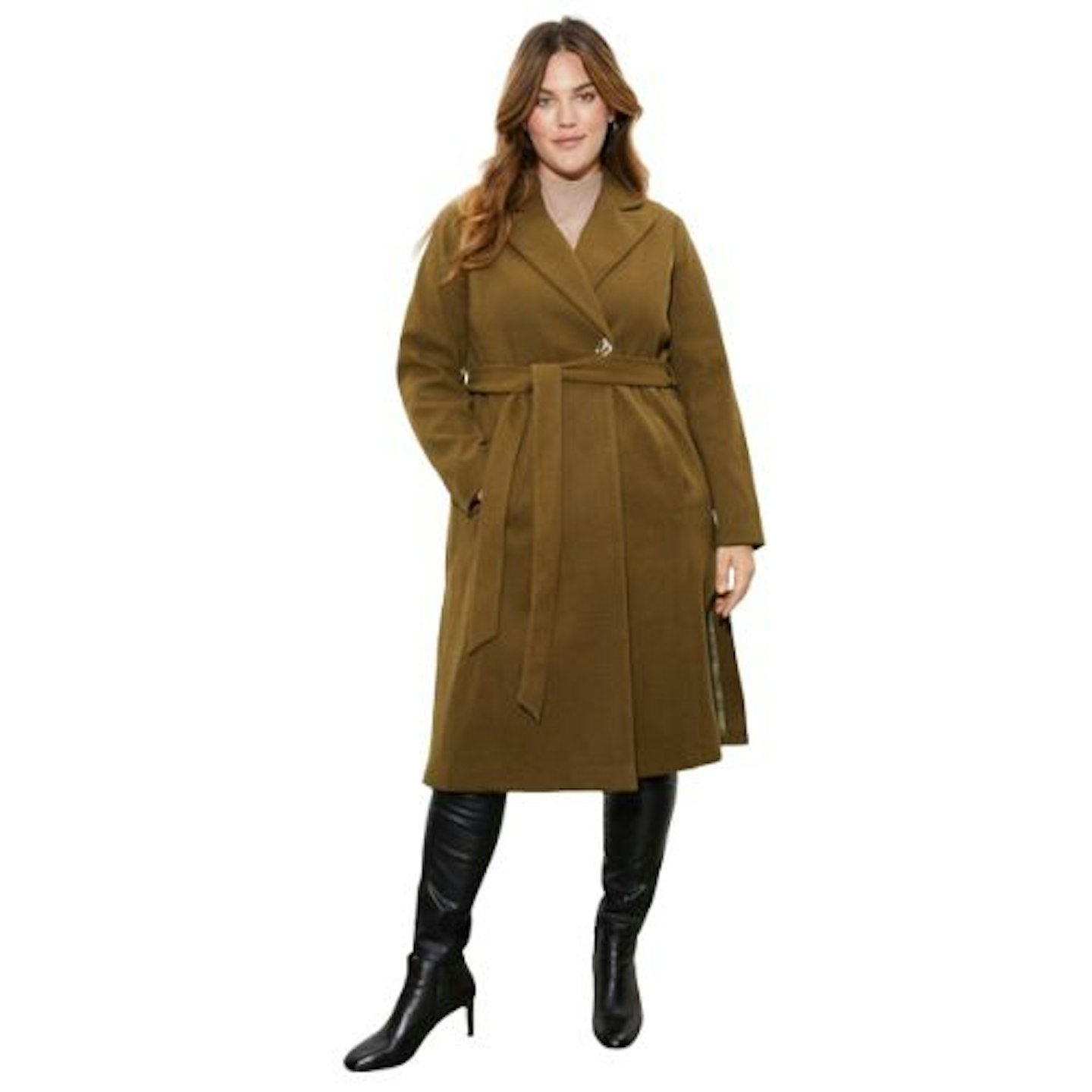 Curve Button Wrap Coat