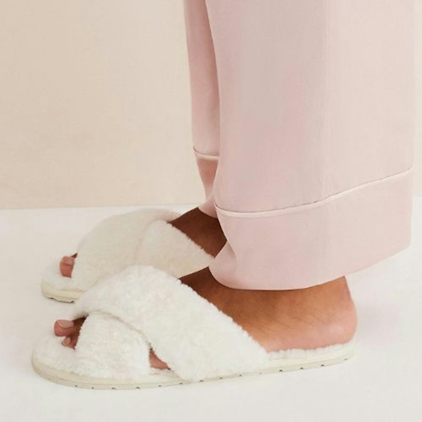 Faux Fur Open Toe Slippers