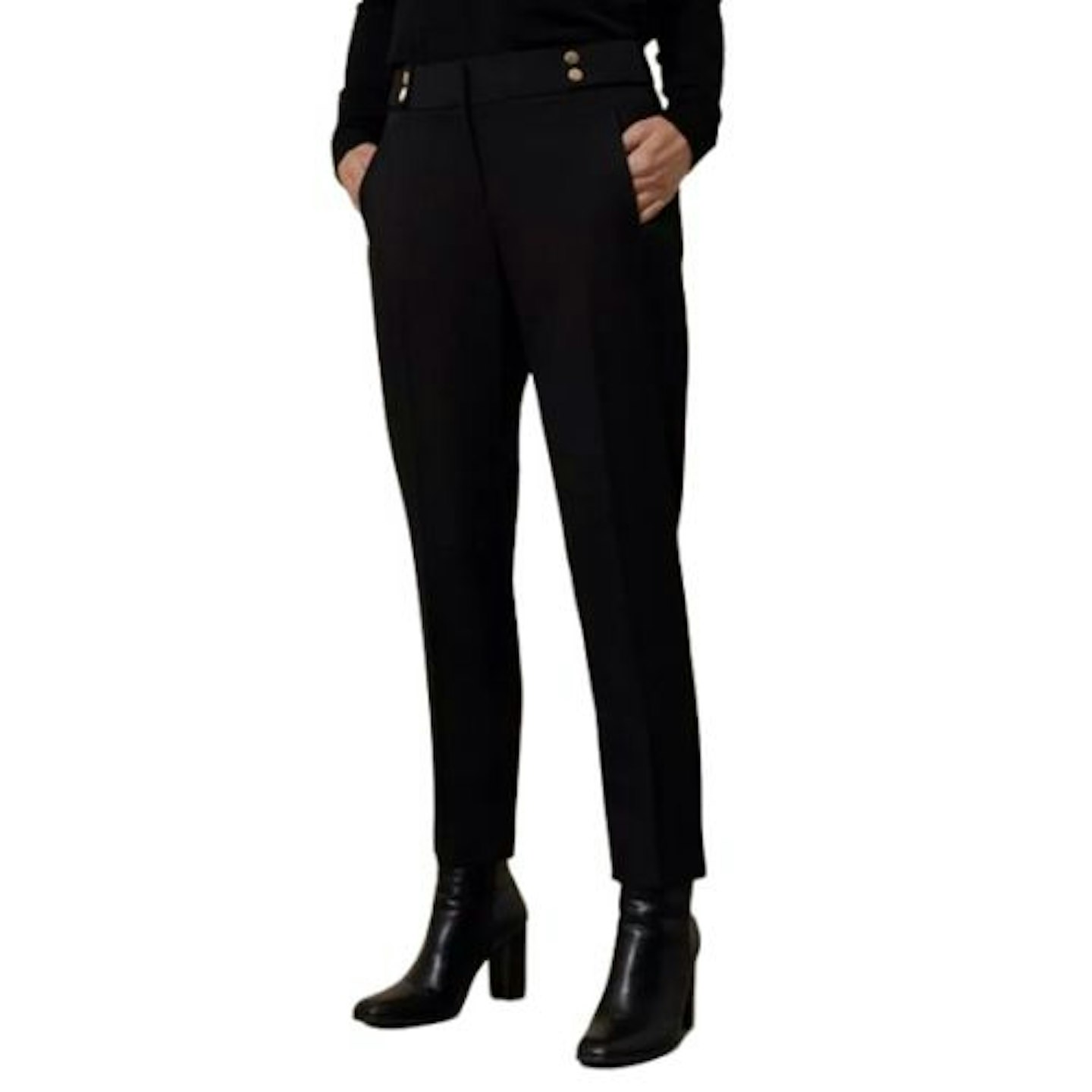 Petite Black Smart Tapered Leg Trousers