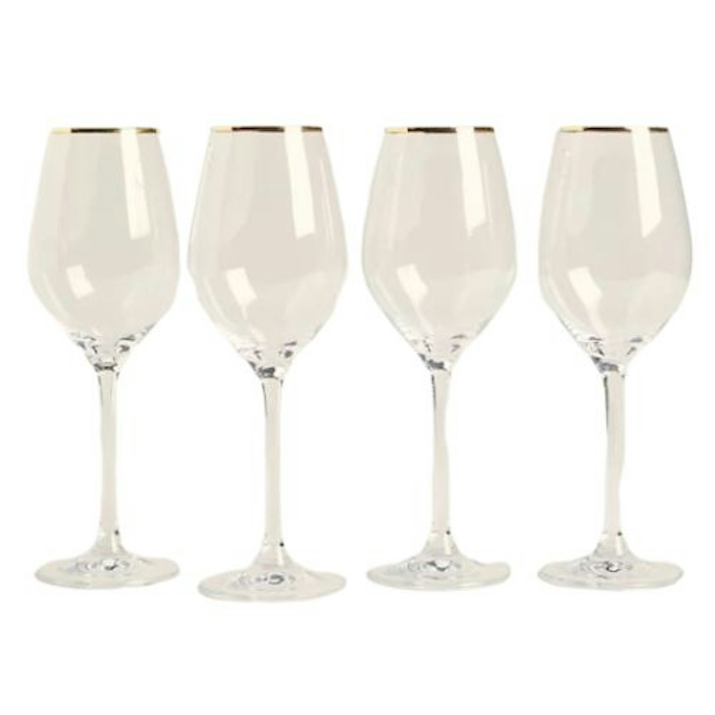 Set of 4 Maxim Gold Rim White Wine Glasses