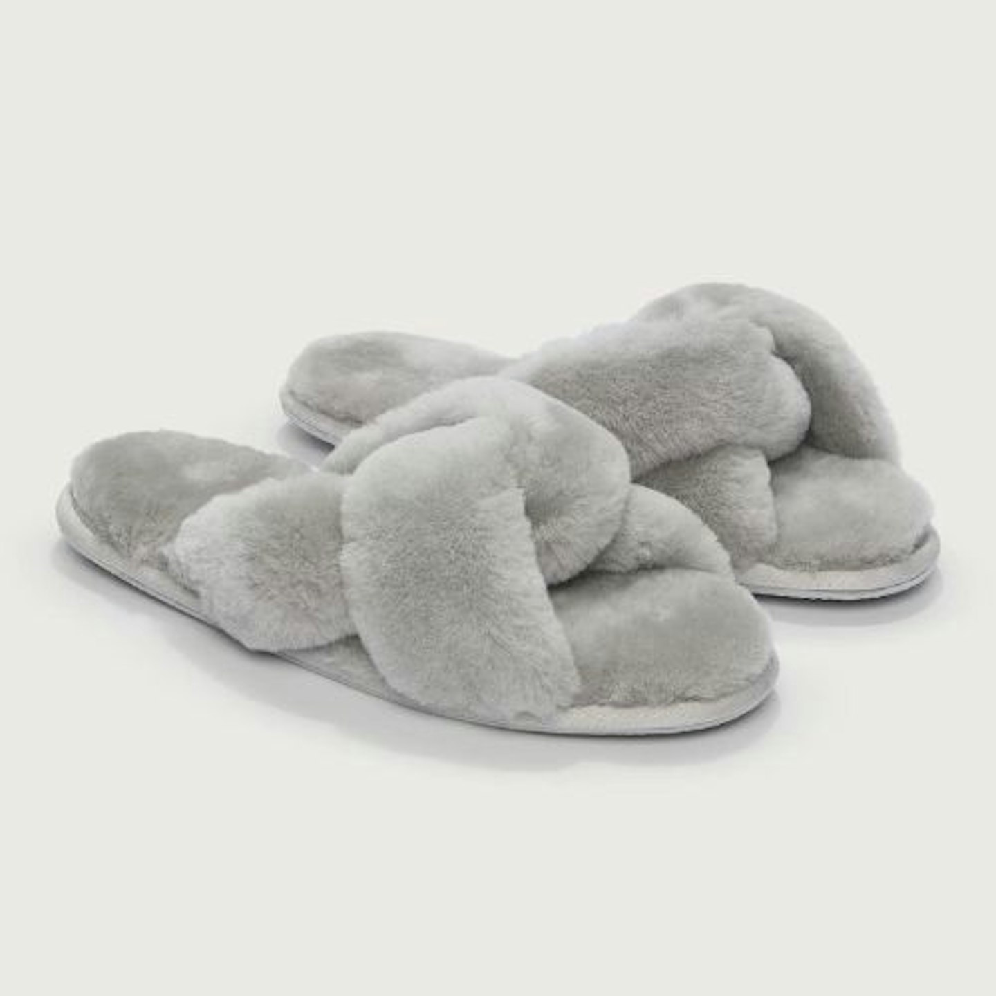 Twist-Strap Sheepskin Slider Slippers