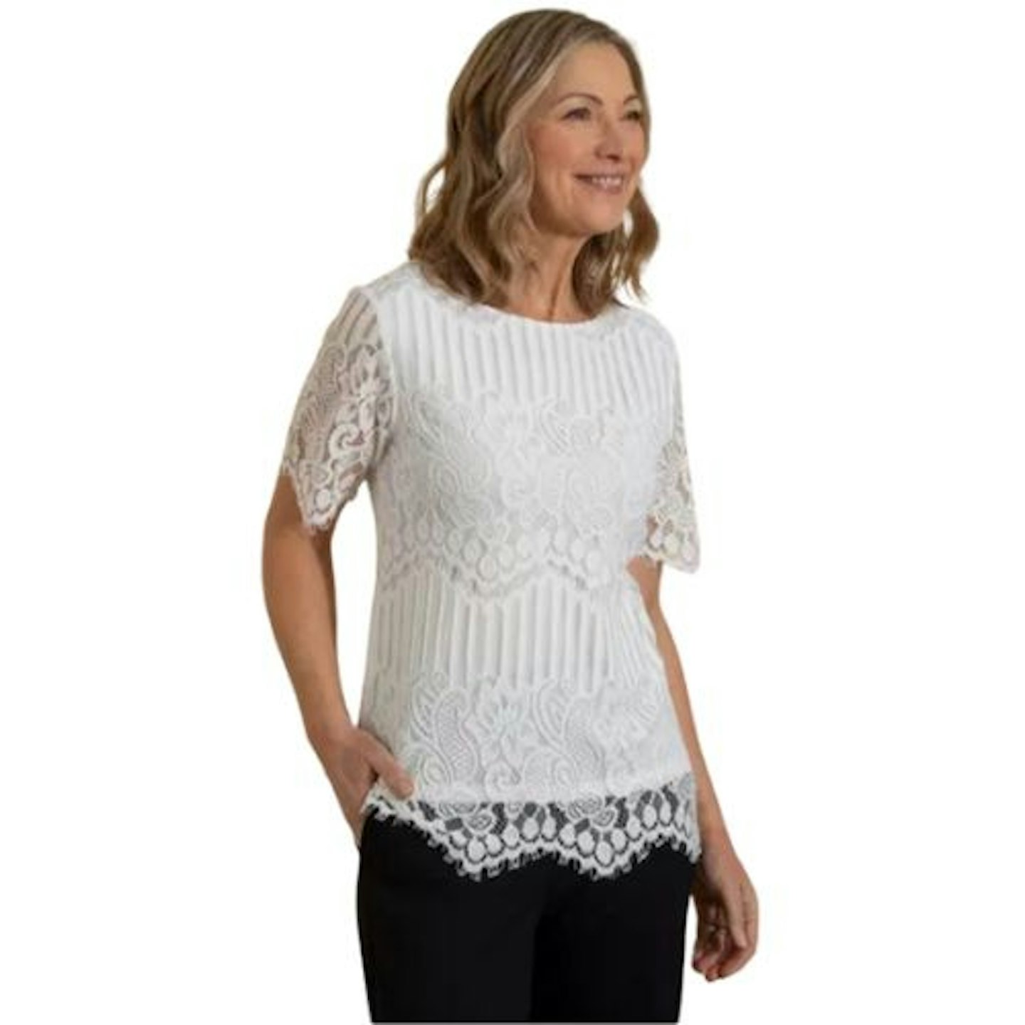 Anna Rose Crochet Lace Top in Black
