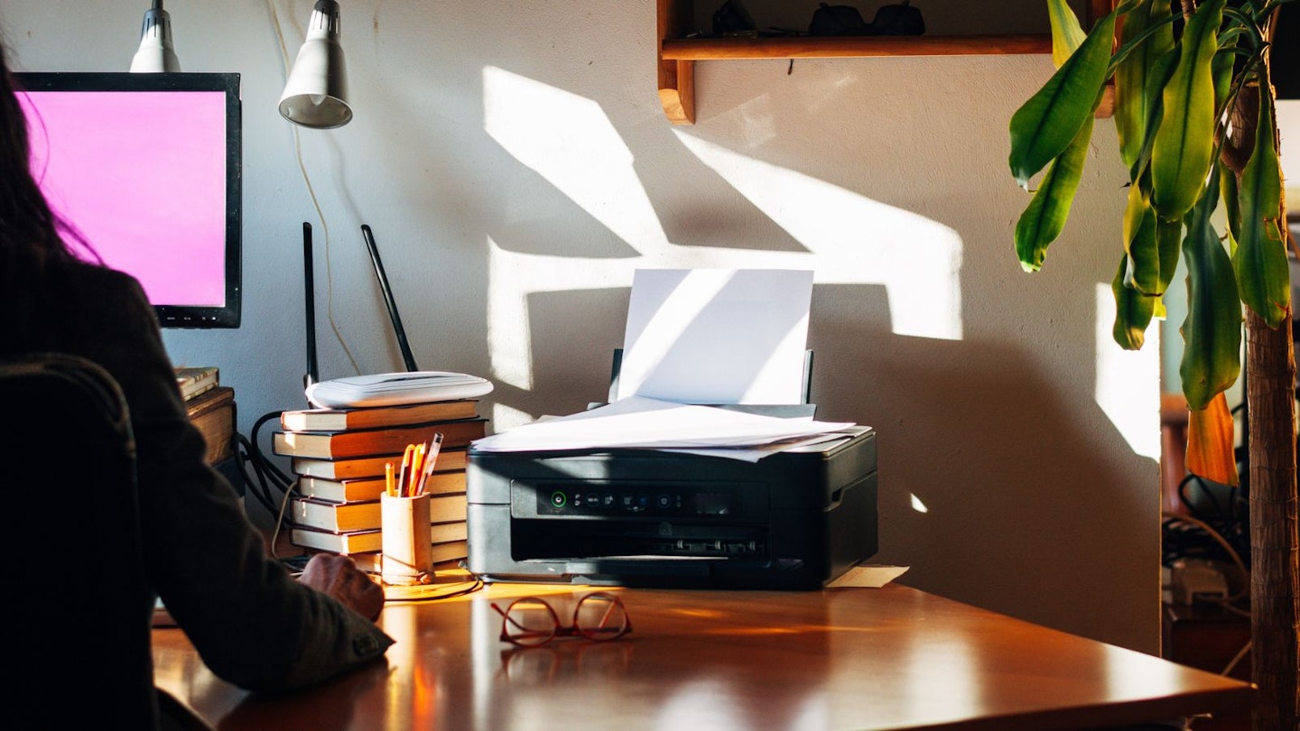 Woman with printer