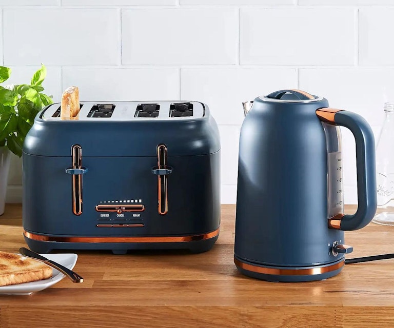 Accents gold navy kettle and toaster set morphy richardsuk