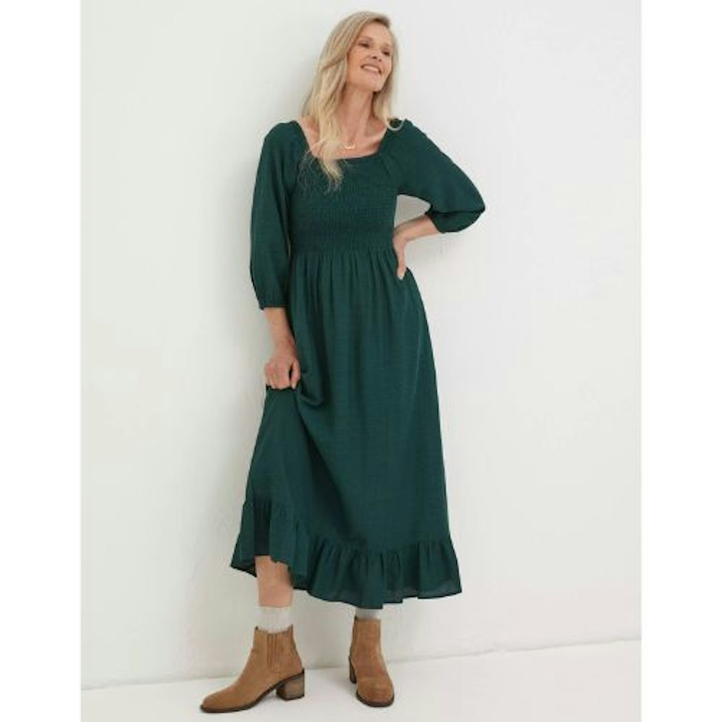 Adele Shirred Midi Dress