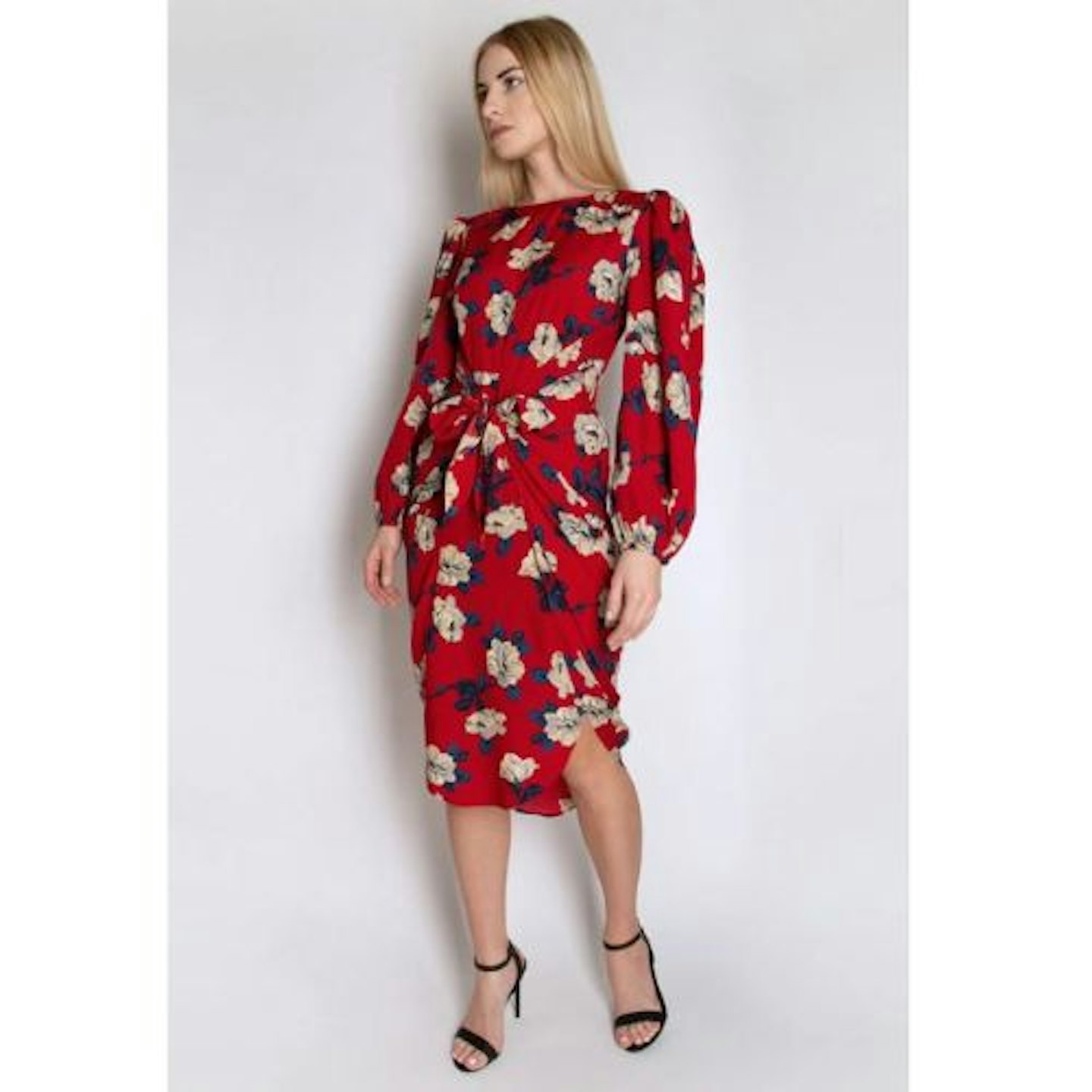 Cutie London Full Sleeve Floral Dress with Knot Waist Detail