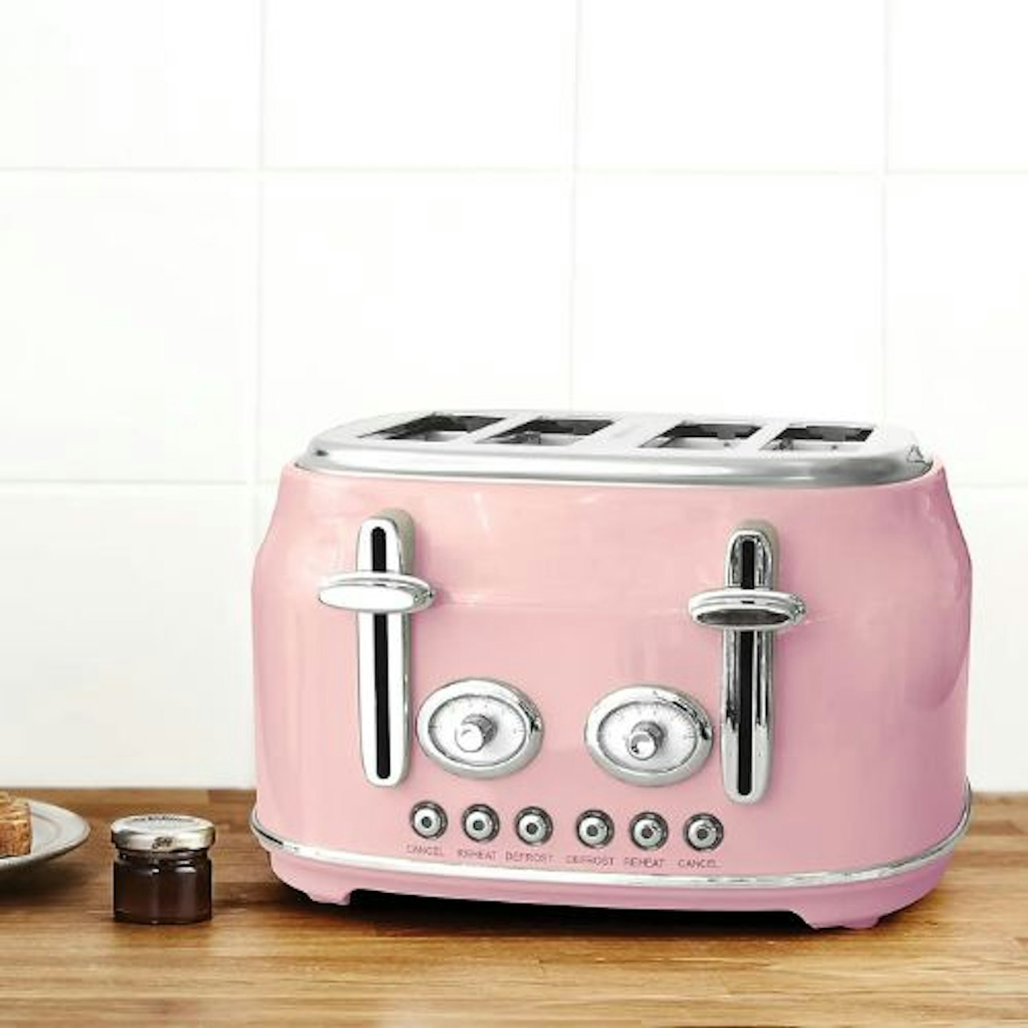 Dunelm, Retro Pink 4-Slice Toaster