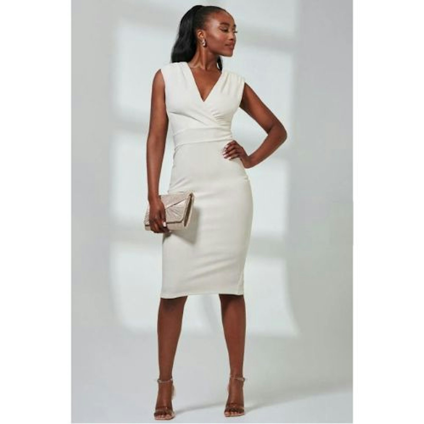 Jolie Moi Yiskah Wrap Bodice Pencil Dress