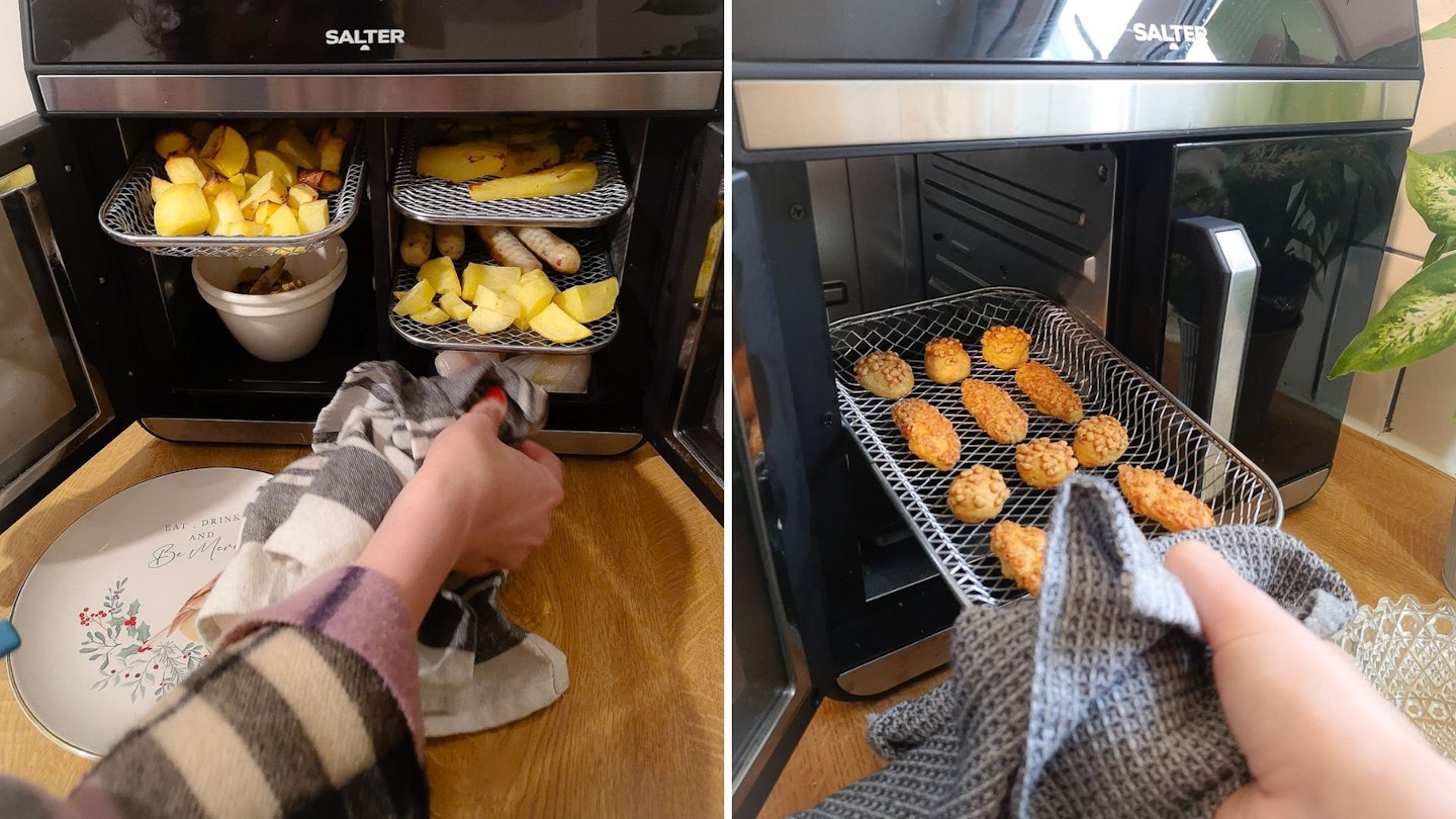 Cooking a range of party food in a Salter dual air fryer