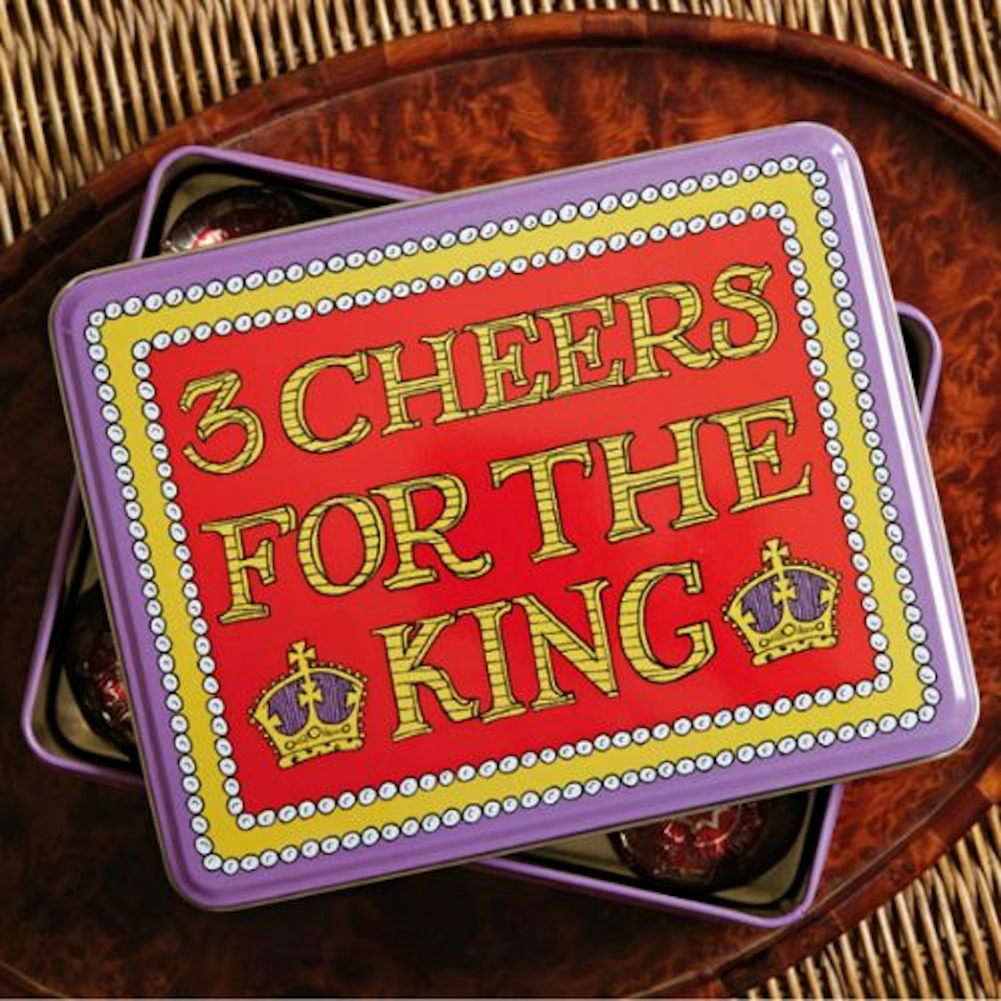 3 Cheers for King Charles III Medium Shallow Tin