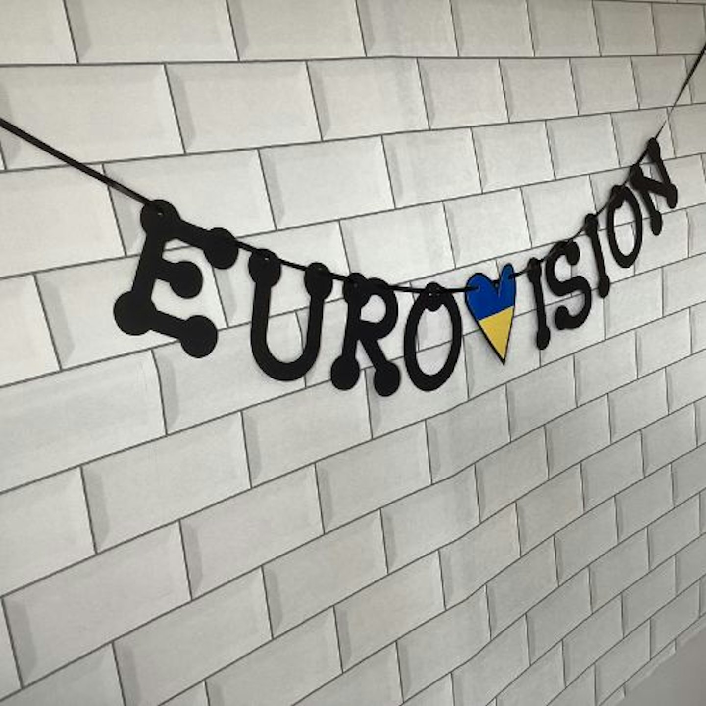 Eurovision Party Banner Ukraine Heart Bunting