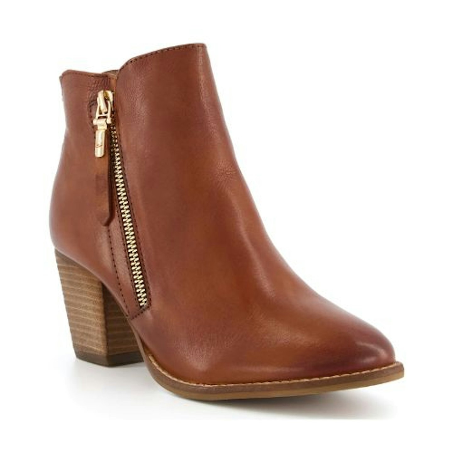 Dune Leather Block Heel Ankle Boots