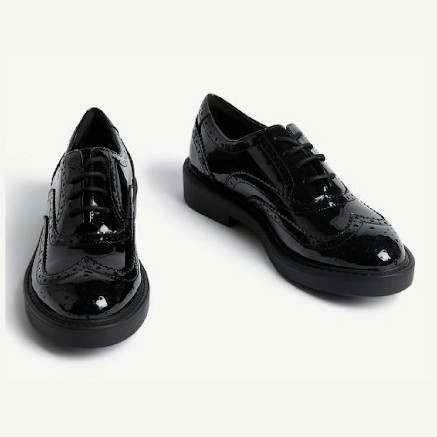 Patent Lace Up Flatform Brogues