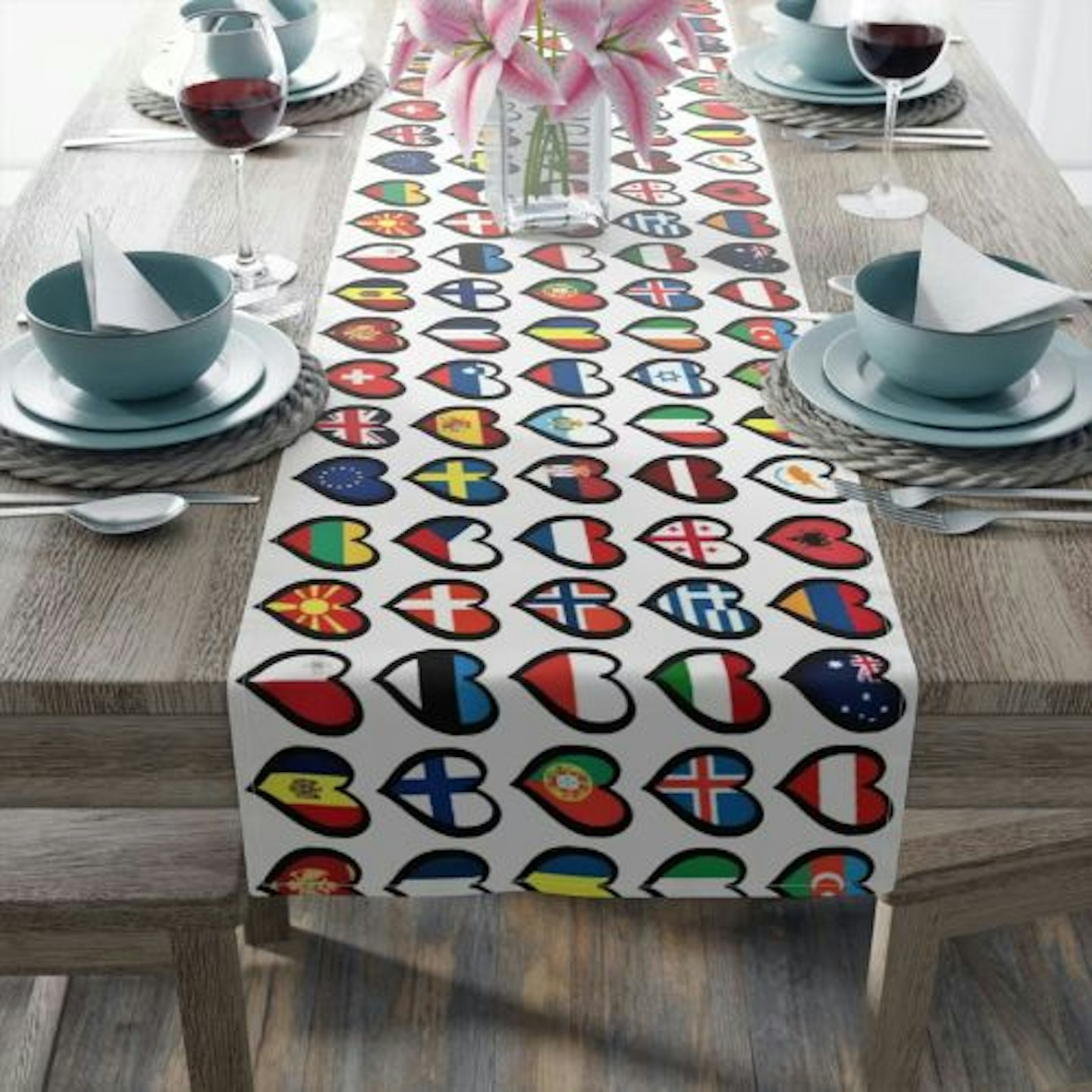 Table Runner - Eurovision, Flags of Eurovision Countries, International Flags