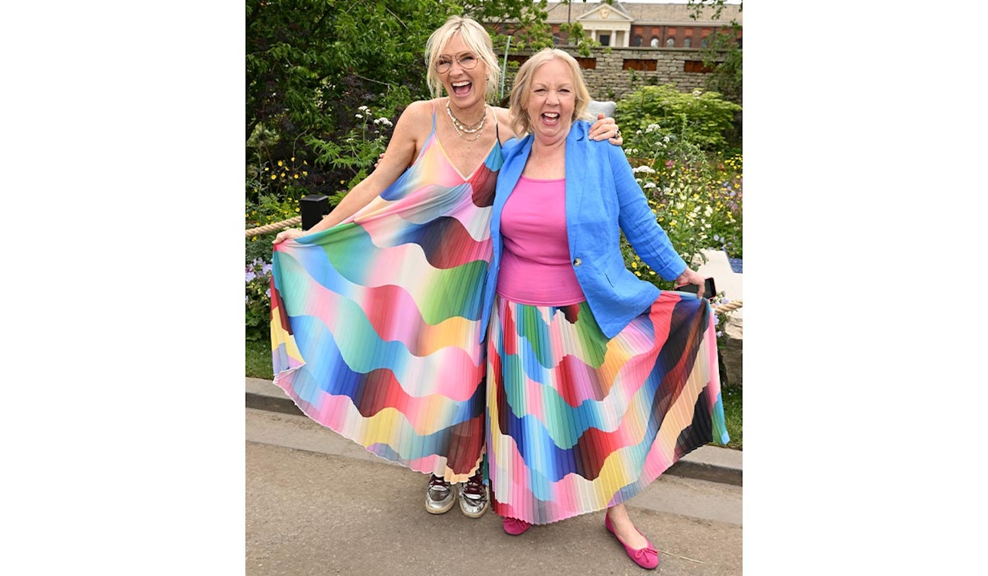 Jo Whiley and Deborah Meaden attends the 2023 Chelsea Flower Show