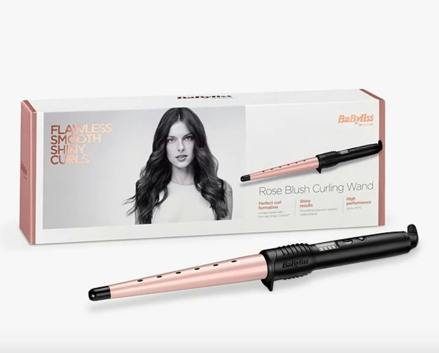 BaByliss Hair Curling Wand, Rose Blush