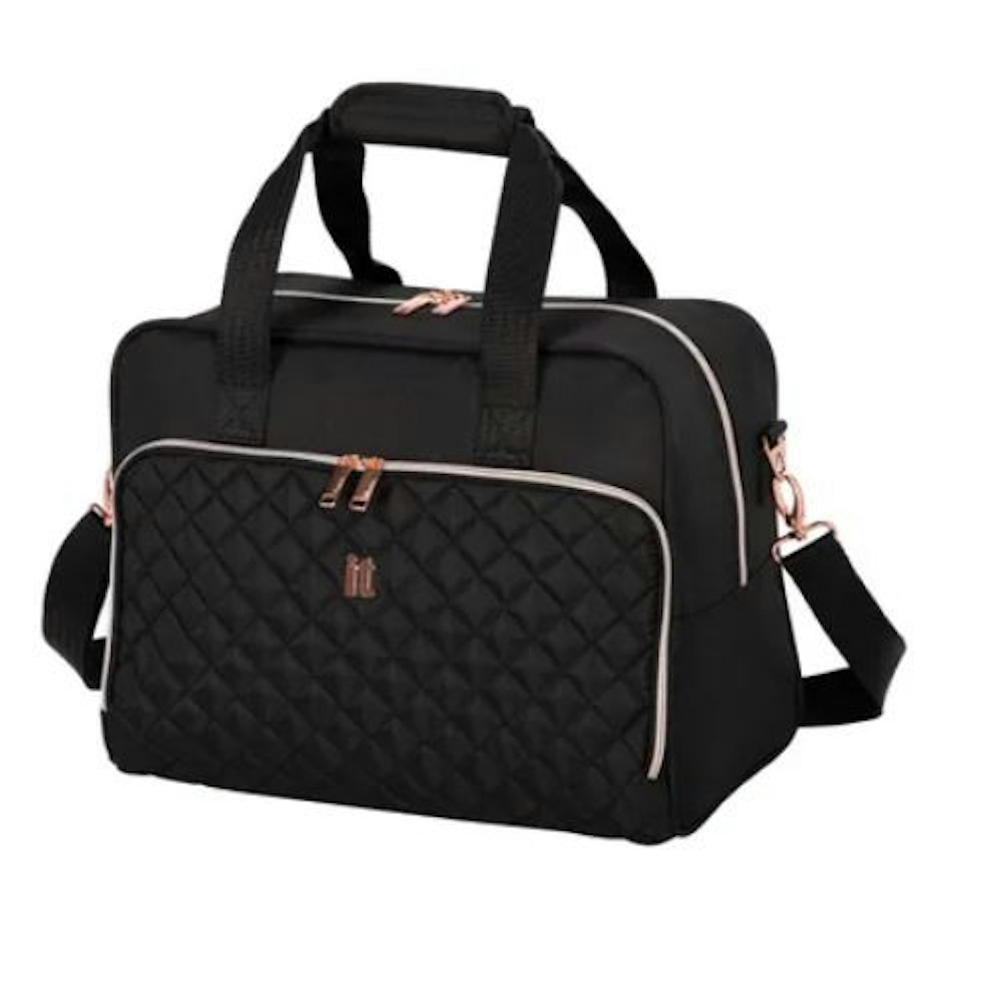 it Luggage Black & Rose Gold Divinity Quilted Holdall