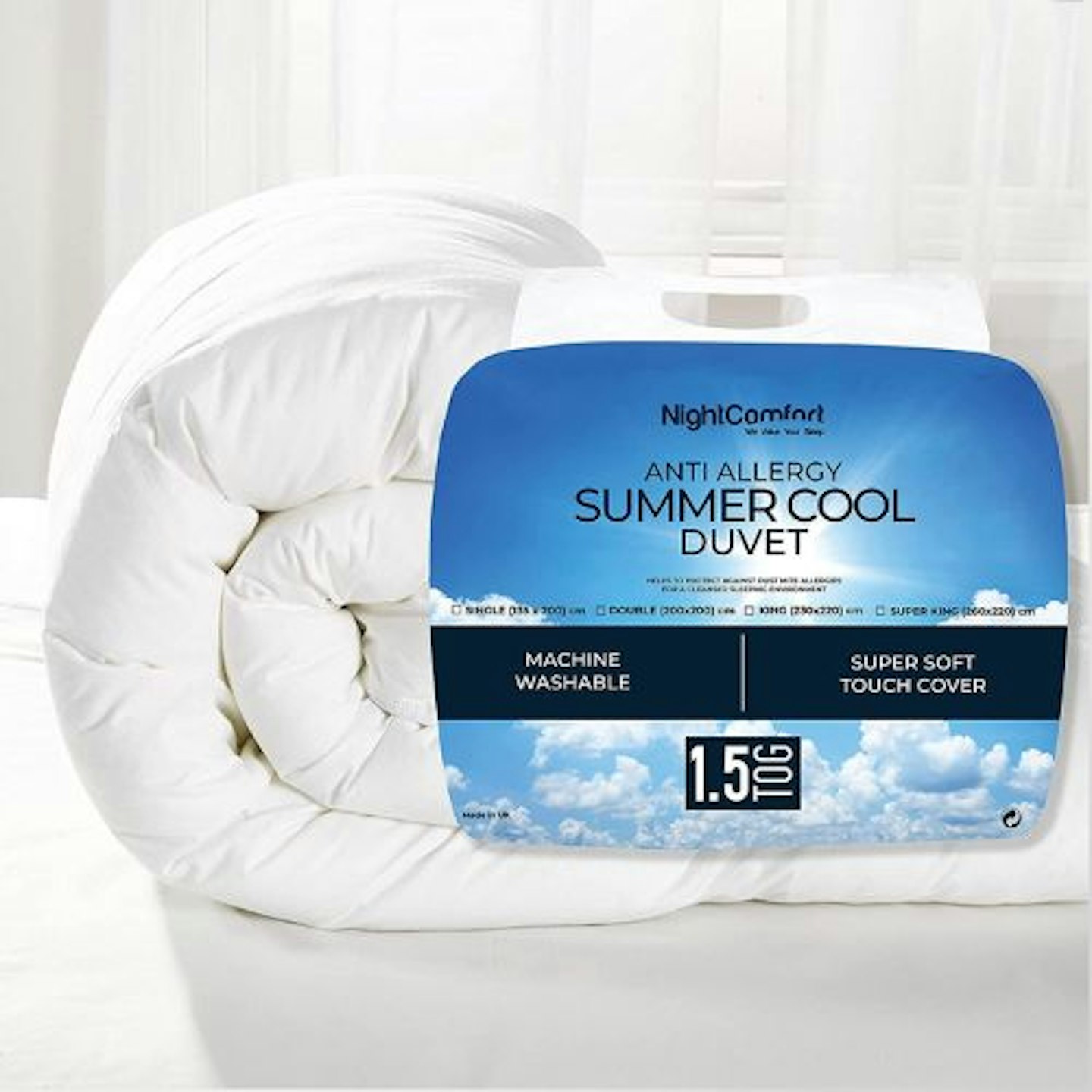 Night Comfort Anti Allergy Luxury 1.5 Tog Summer Duvet