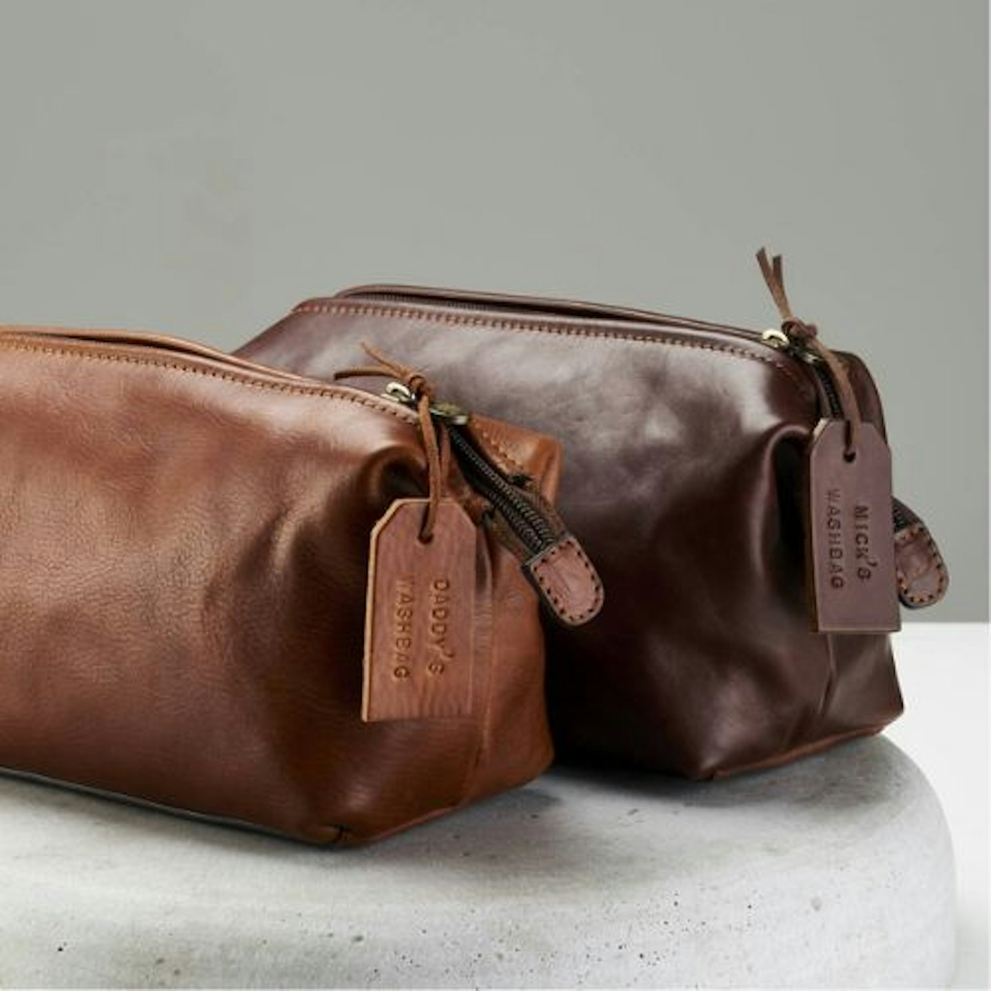 Personalised Leather Wash Bag