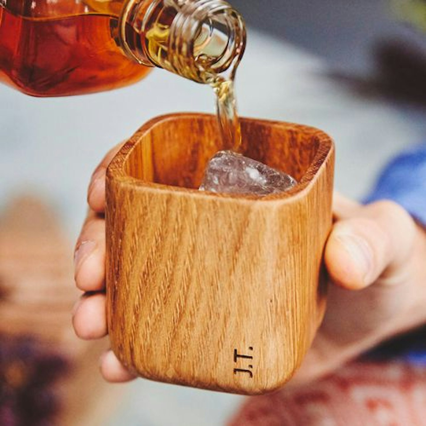 Personalised Whiskey Tumbler In Solid Oak