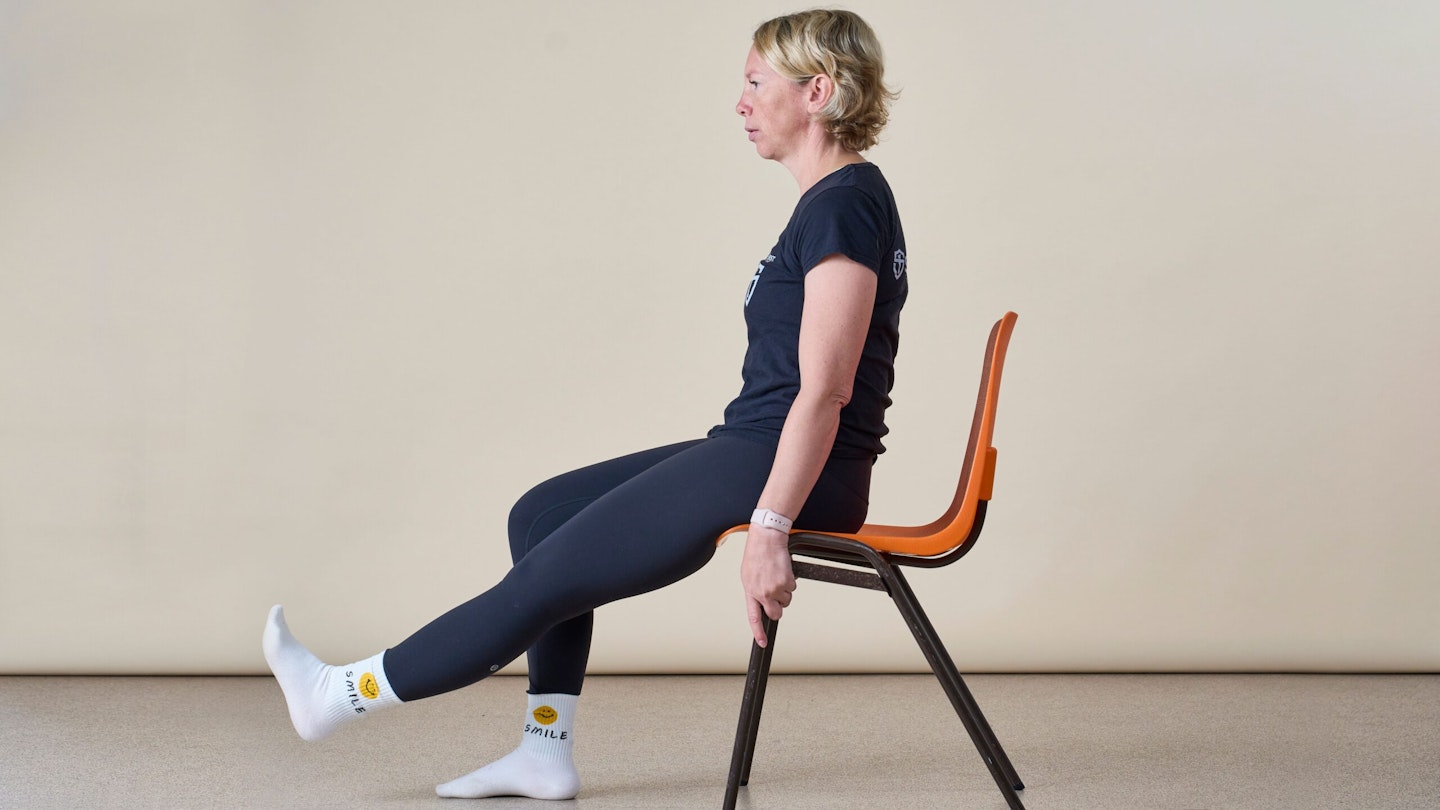 Woman doing a seated toe lift