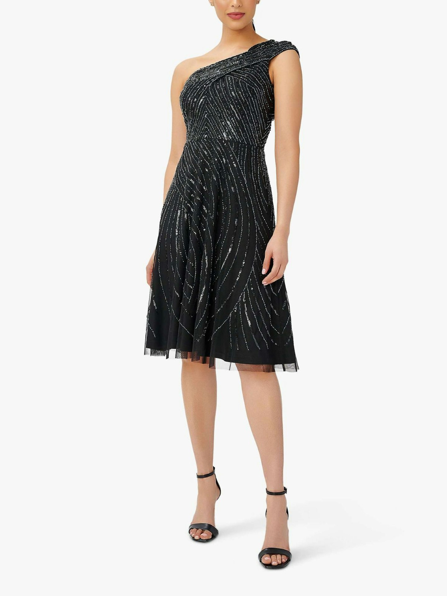 Adrianna Papell Beaded One Shoulder Dress