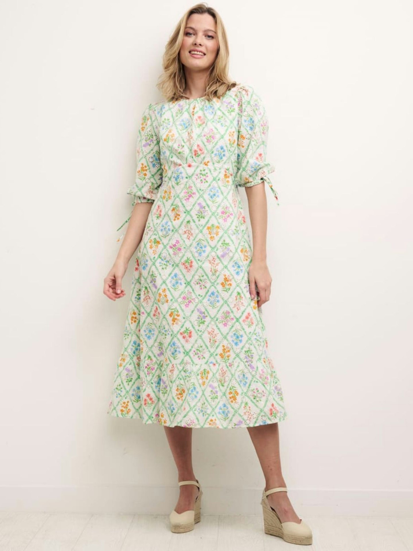 Floral Dominique Broderie Midi Dress