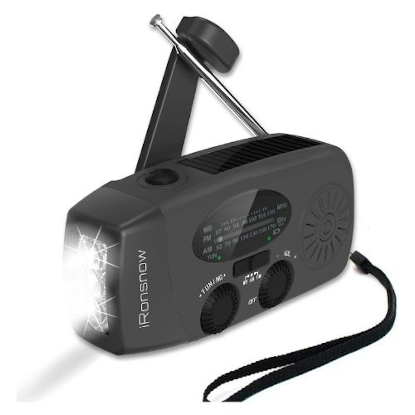 (2023 Upgraded) iRonsnow Solar Wind Up Radio, Portable Hand Crank AM/FM Emergency Radio with LED Torch SOS Alarm, 2000mAh Power Bank Rechargeable USB Phone...