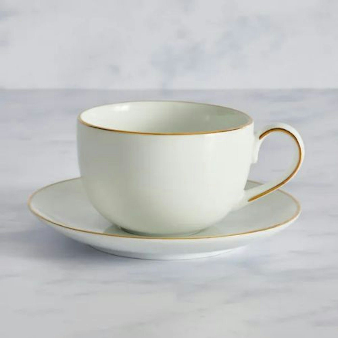 Dunelm Gold Rim Breakfast Cup and Saucer