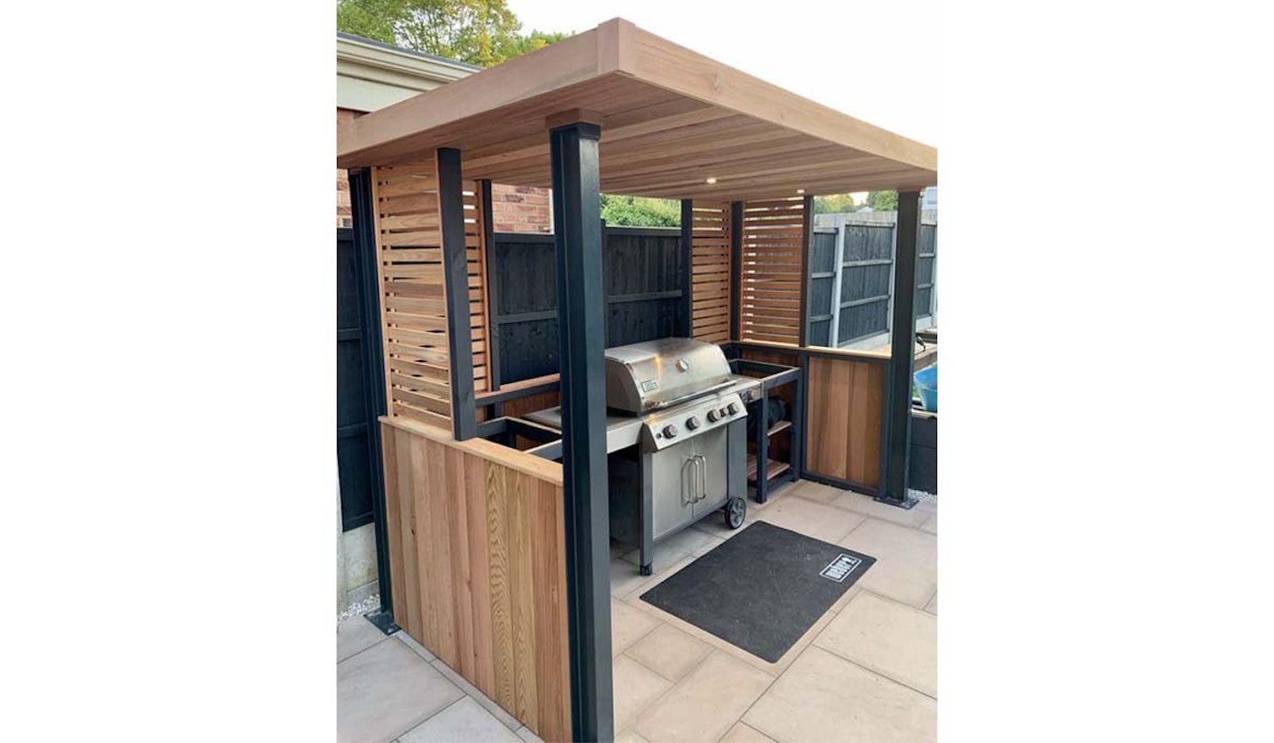 Modern wooden BBQ cover