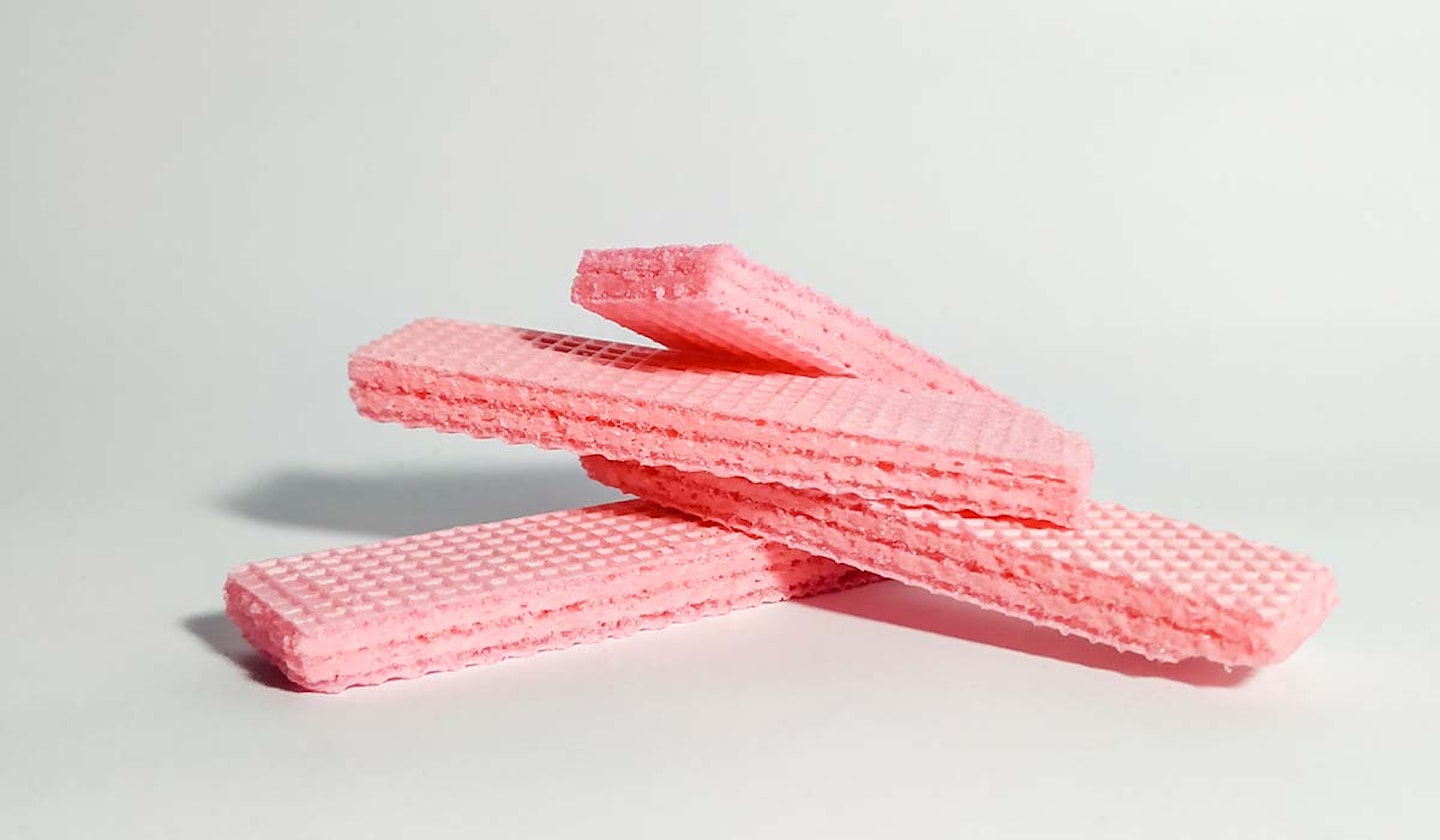 Pink wafer biscuit