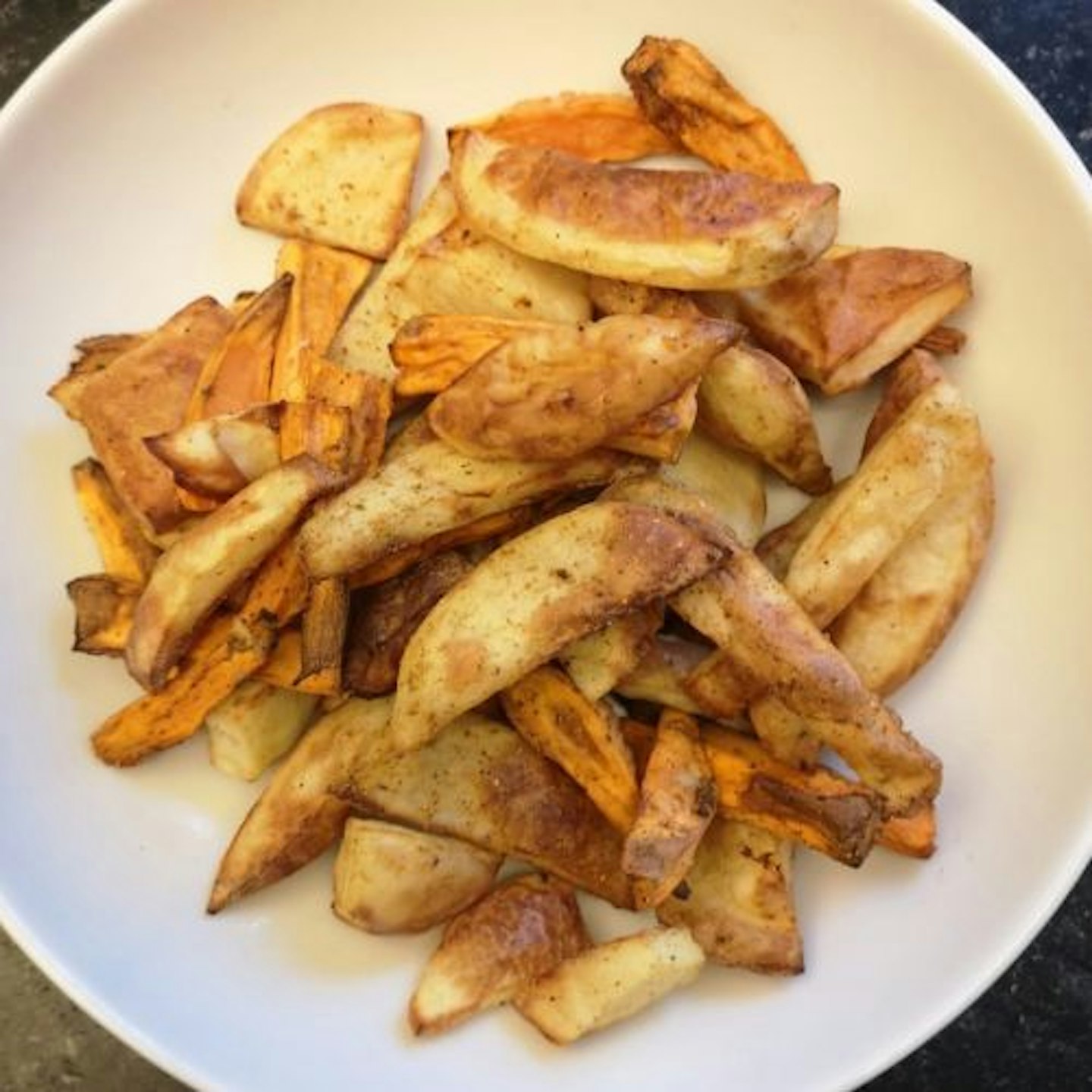 Crispy homemade potato wedges air fried in the Salter Aerogrill