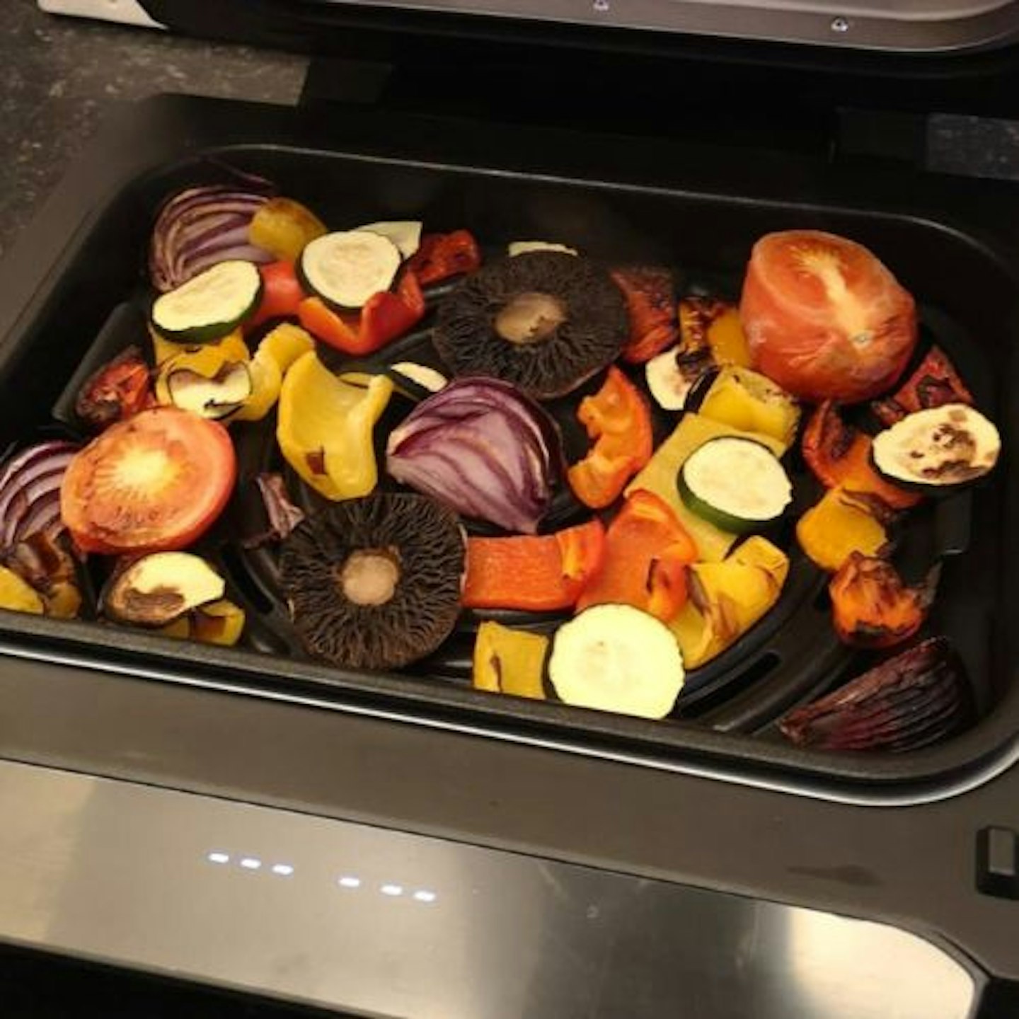 Close up of roasted vegetables cooked in the Salter Aerogrill