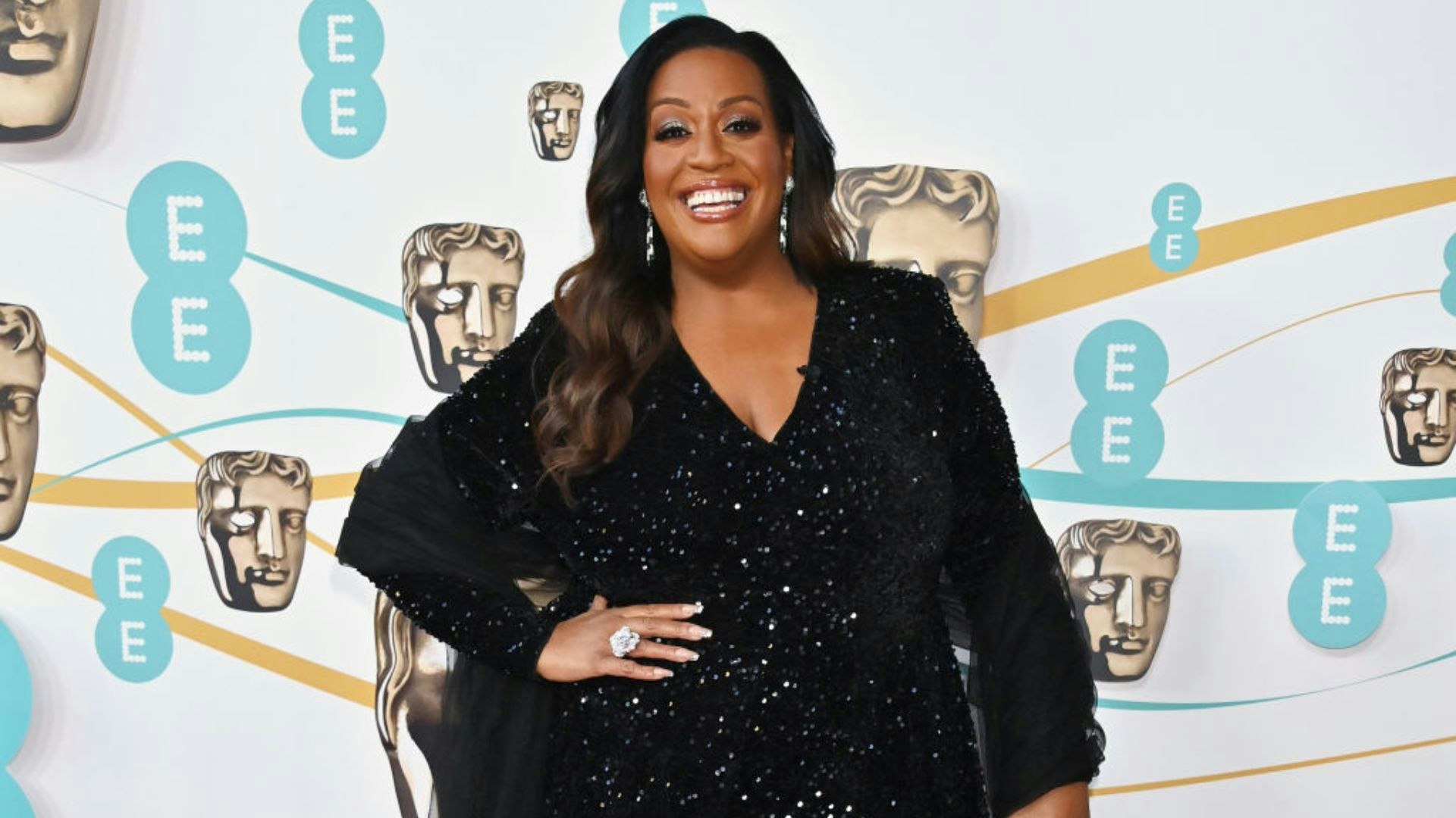 LONDON, ENGLAND - FEBRUARY 19: Alison Hammond arrives at the EE BAFTA Film Awards 2023 at The Royal Festival Hall on February 19, 2023 in London, England. (Photo by Dave Benett/Getty Images)