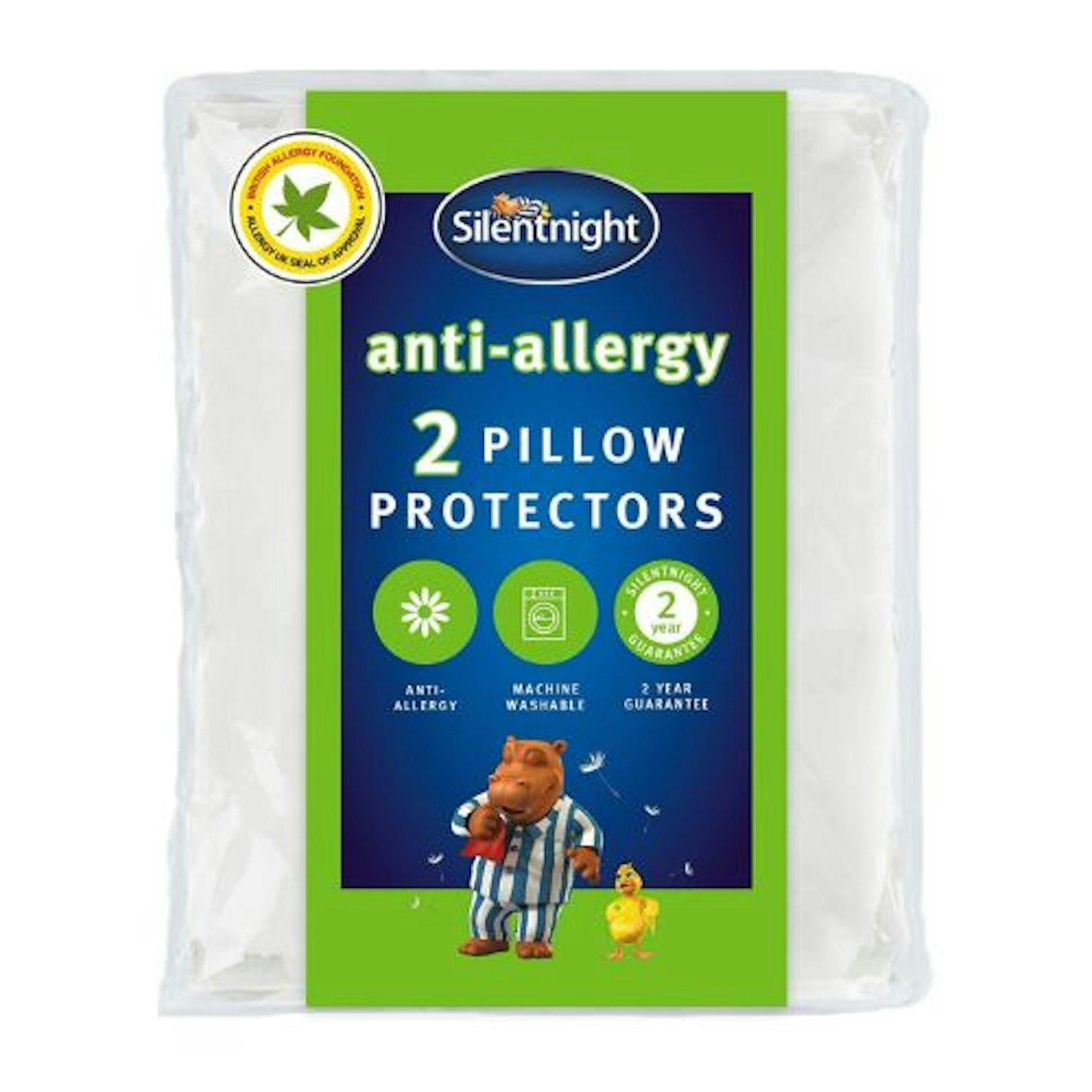 Silentnight Anti-Allergy Pillow Protectors – Pack of 2 Quilted Pillow Protectors with Anti-Allergy and Anti-Bacterial Fibres to Prevent Allergies – Machine Washable, White