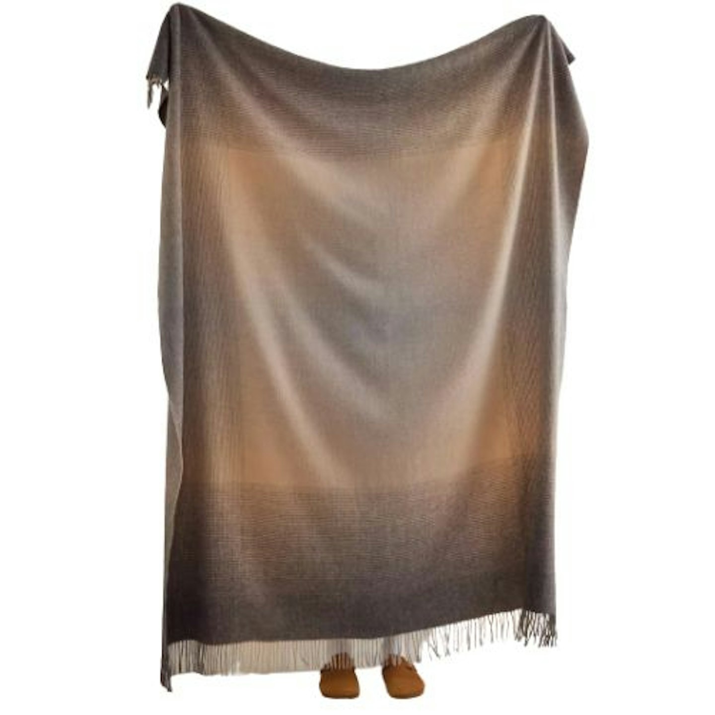 The Tartan Blanket Co. Grey Ombre Check Tassel Wool Throw Blanket