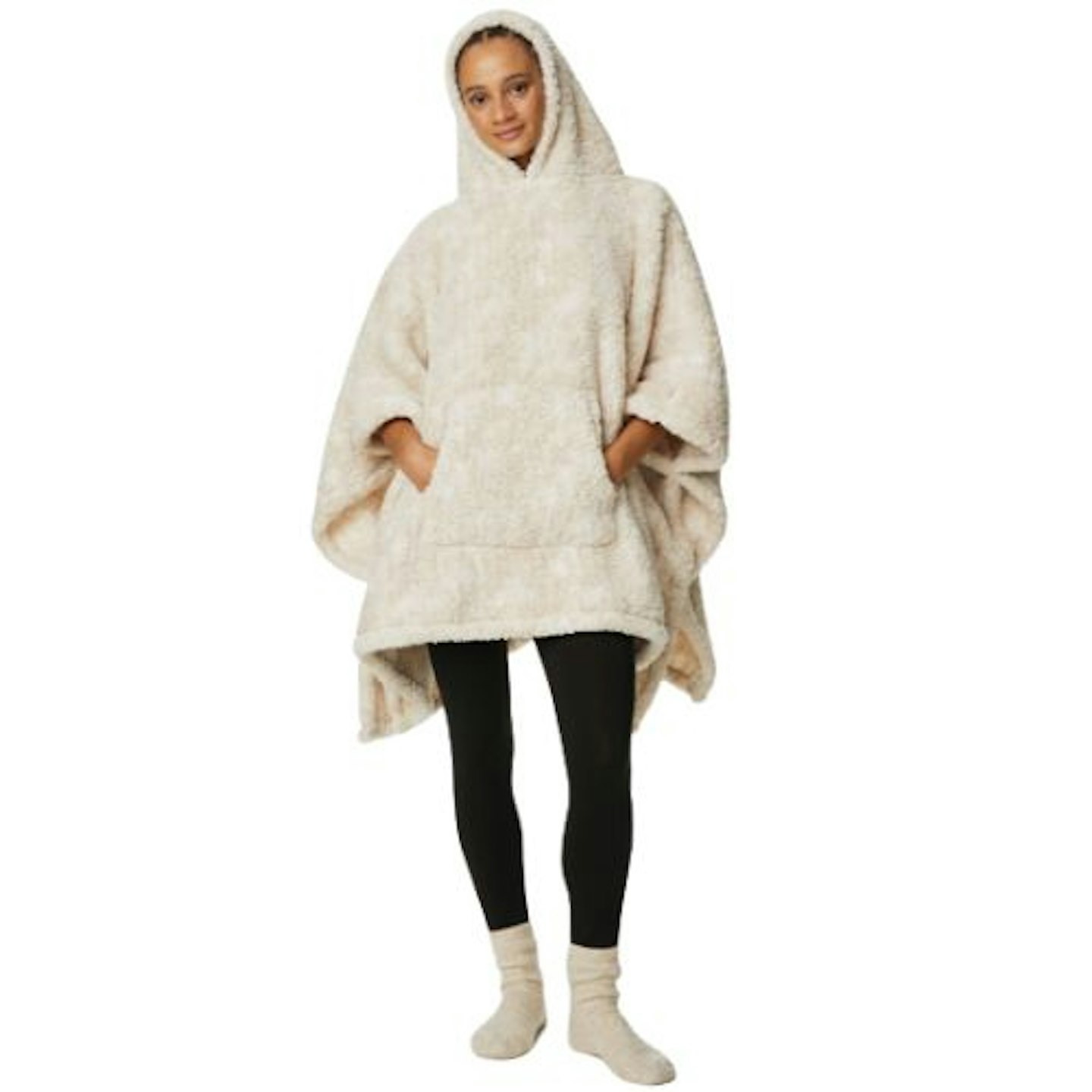 M&S Snuggle Teddy Fleece Hooded Blanket