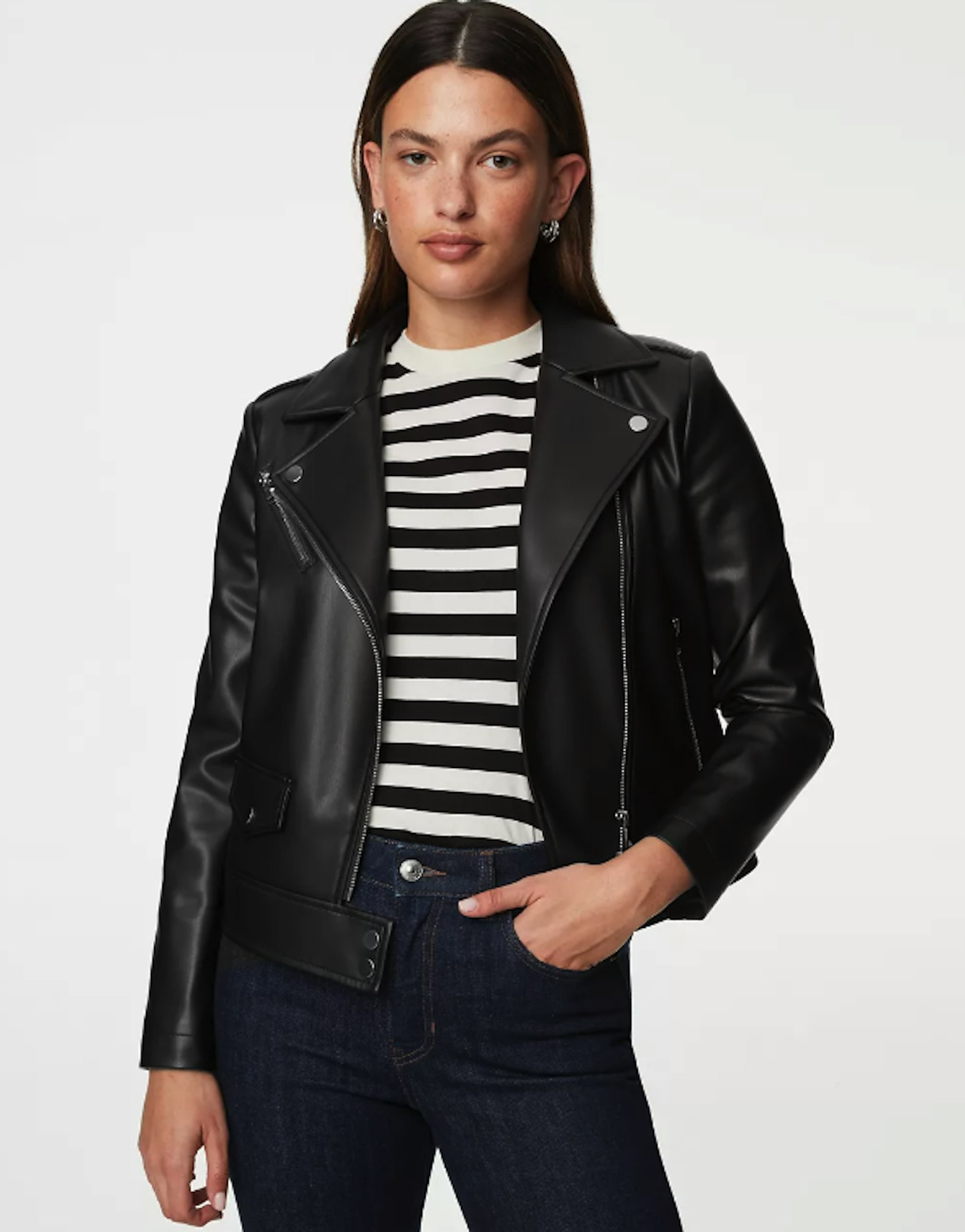 M&S Faux Leather Biker Jacket