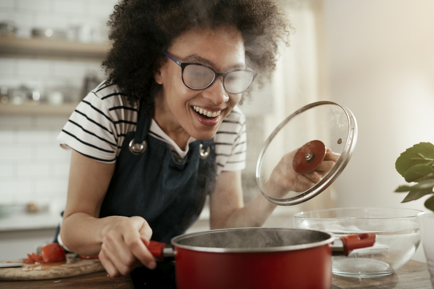 Woman cooking- How to stop glasses fogging up