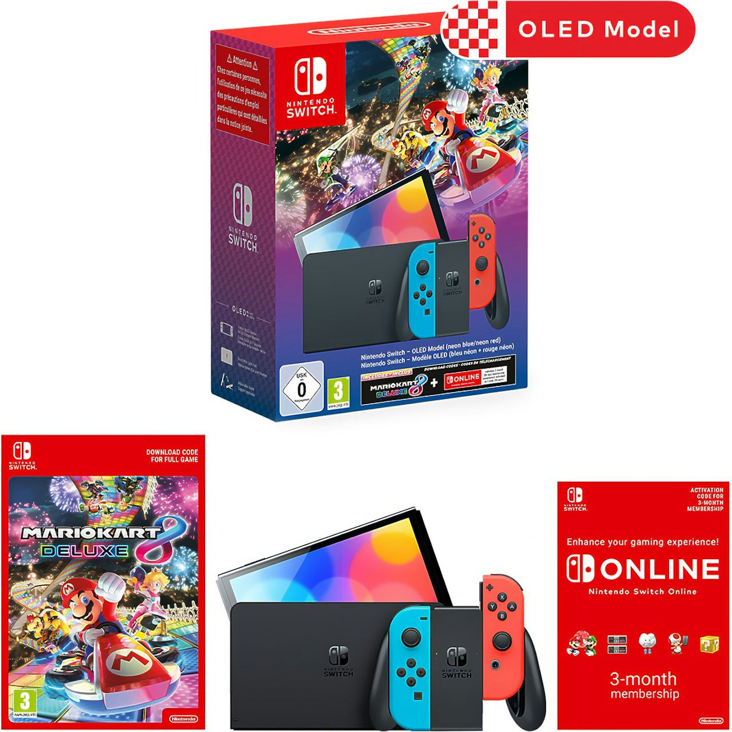 Nintendo Switch OLED with Mario Kart 8 Deluxe + Switch Online Individual 3 Months