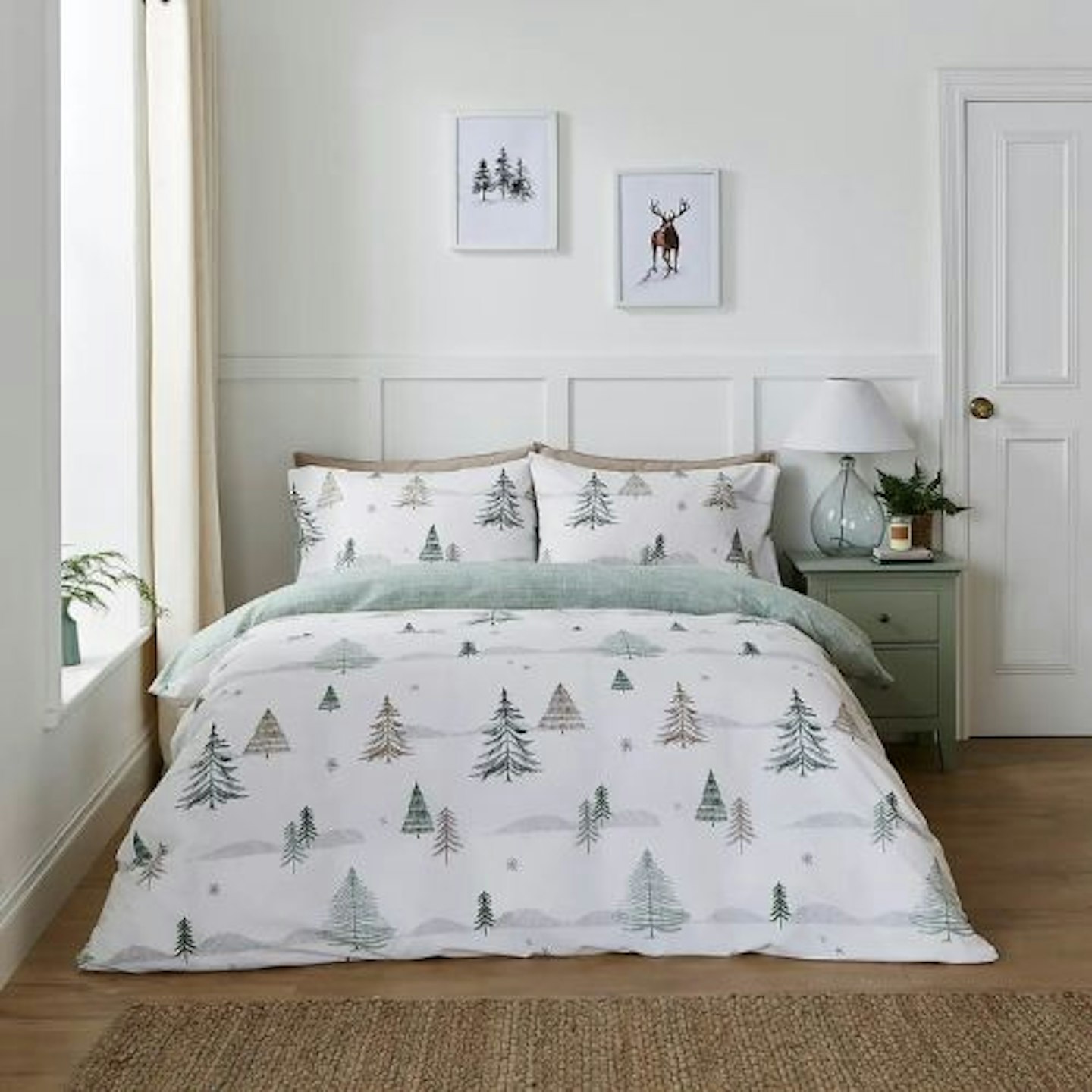 Cosy Pine Forest Sage Duvet Cover & Pillowcase Set