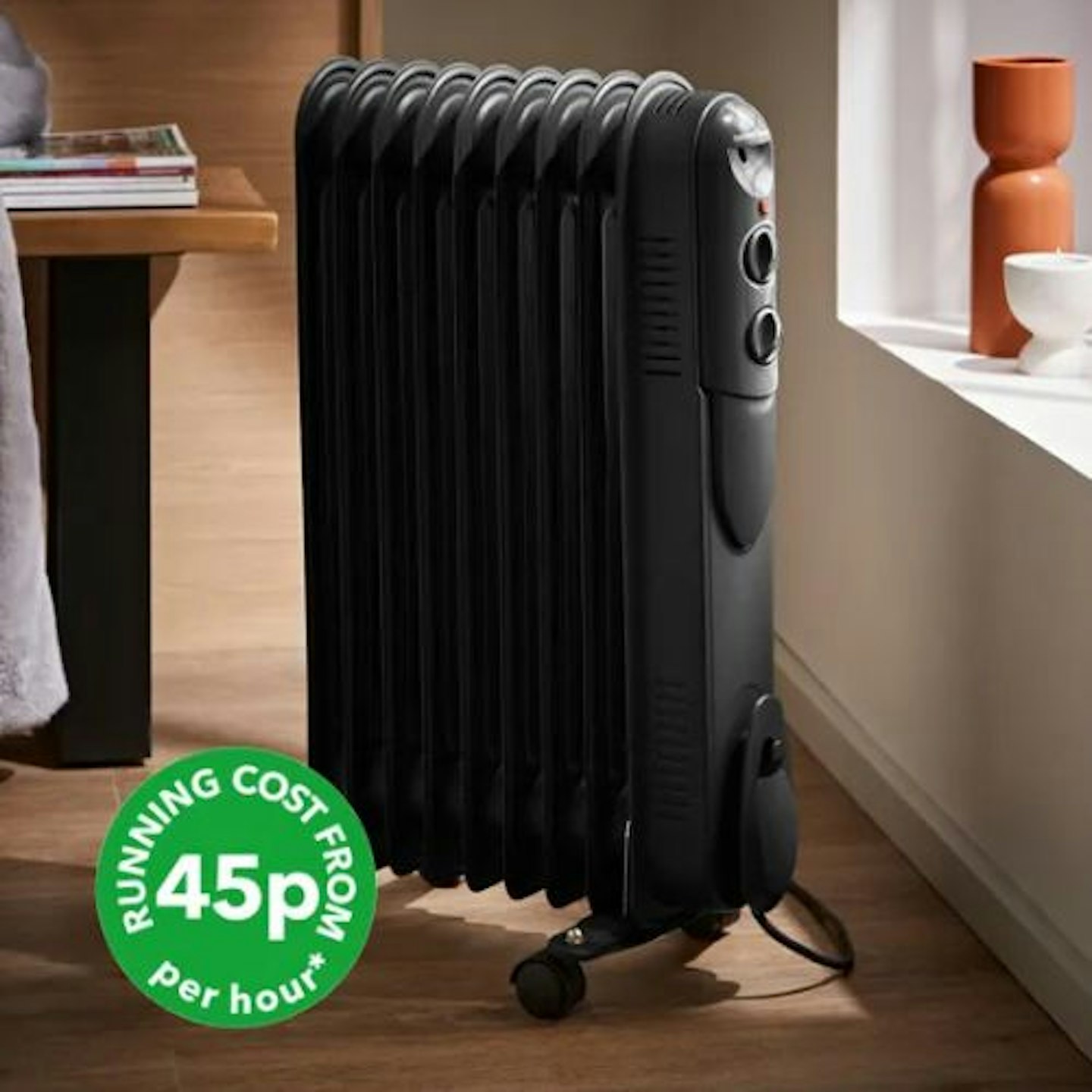 Dunelm Contemporary Round 9 Fin Oil Heater