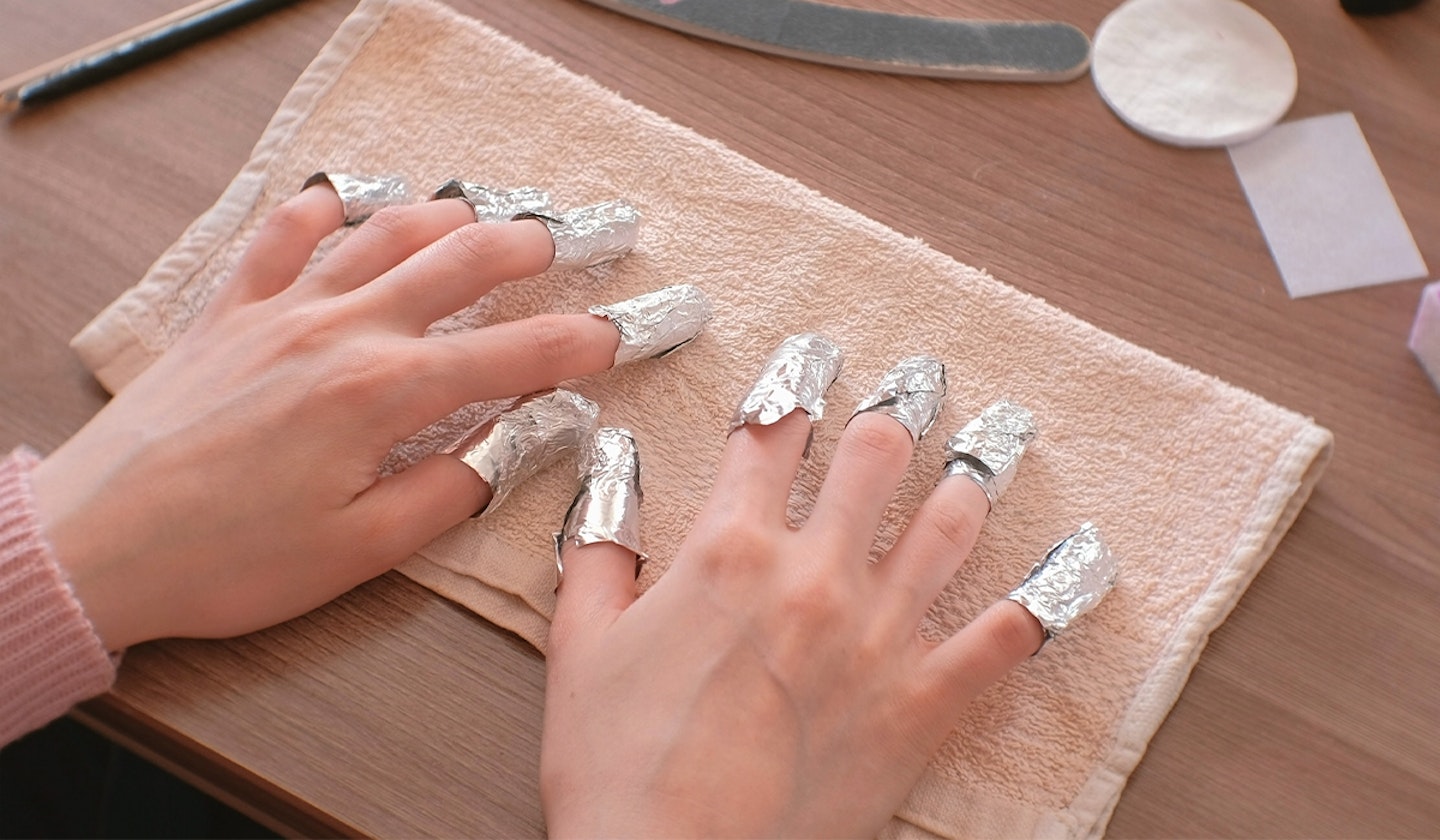 Nails wrapped in foil