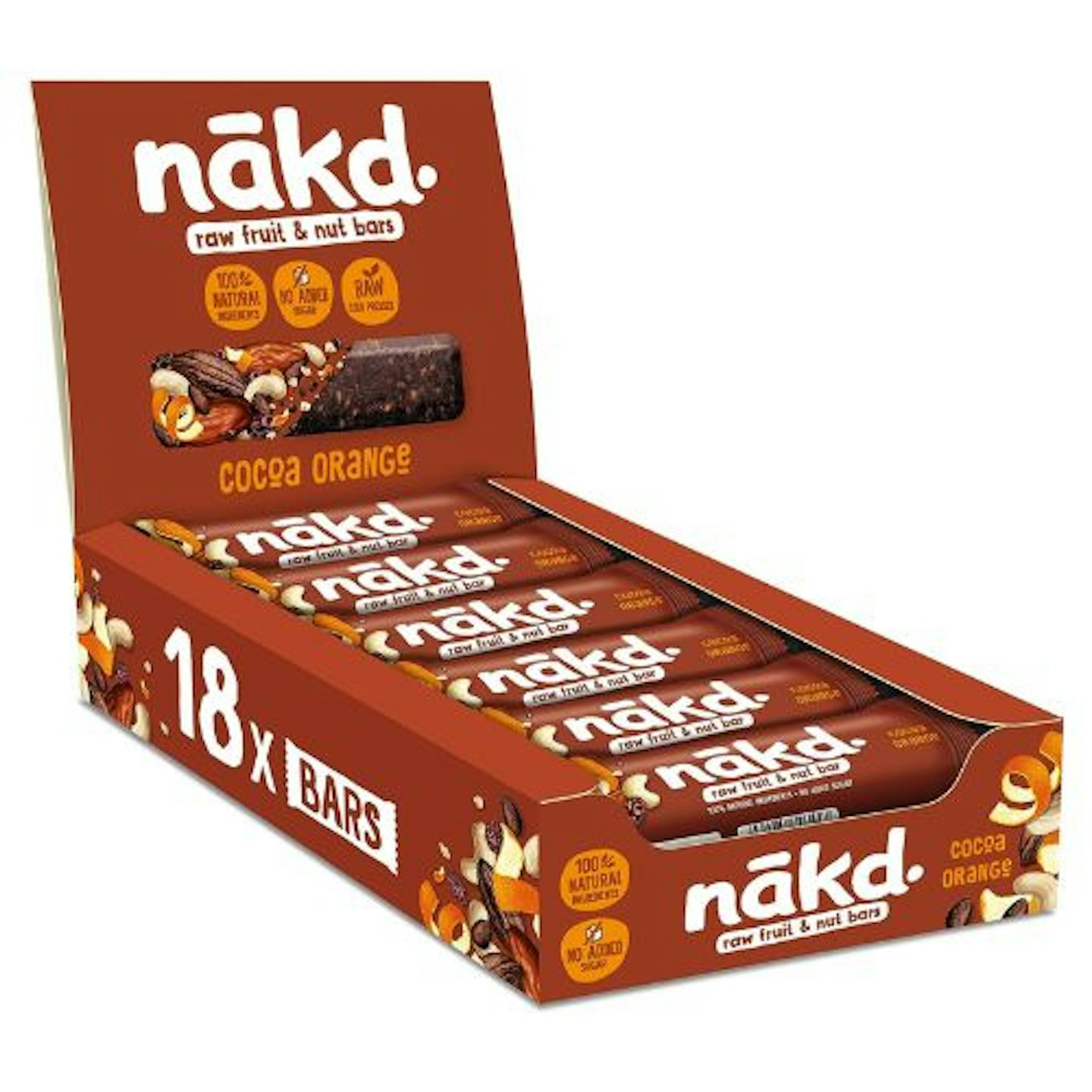 Nakd Cocoa Orange Natural Fruit & Nut Bars - Vegan - Healthy Snack - Gluten Free - 35g x 18 bars