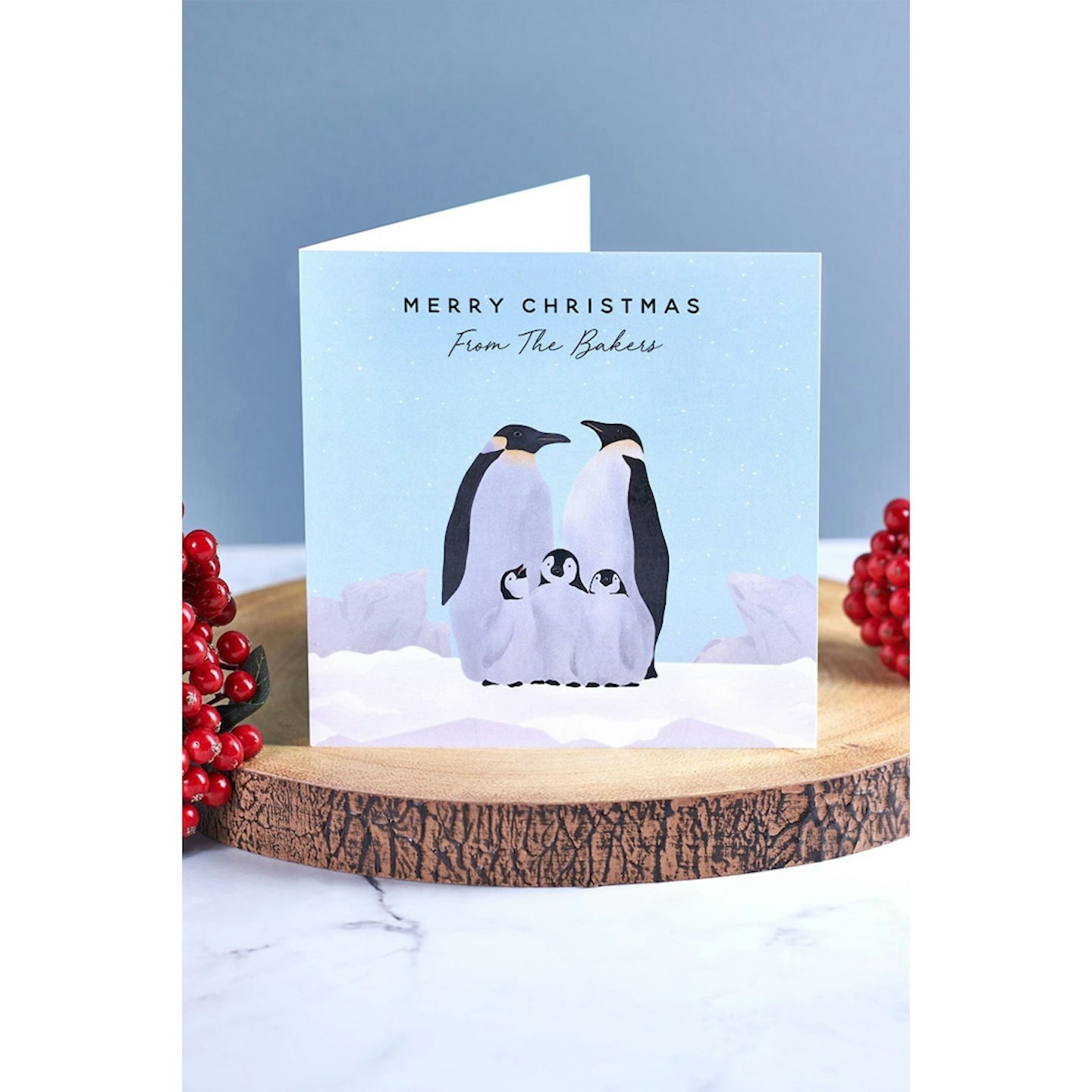 Personalised Pack of Family Penguin Christmas Cards