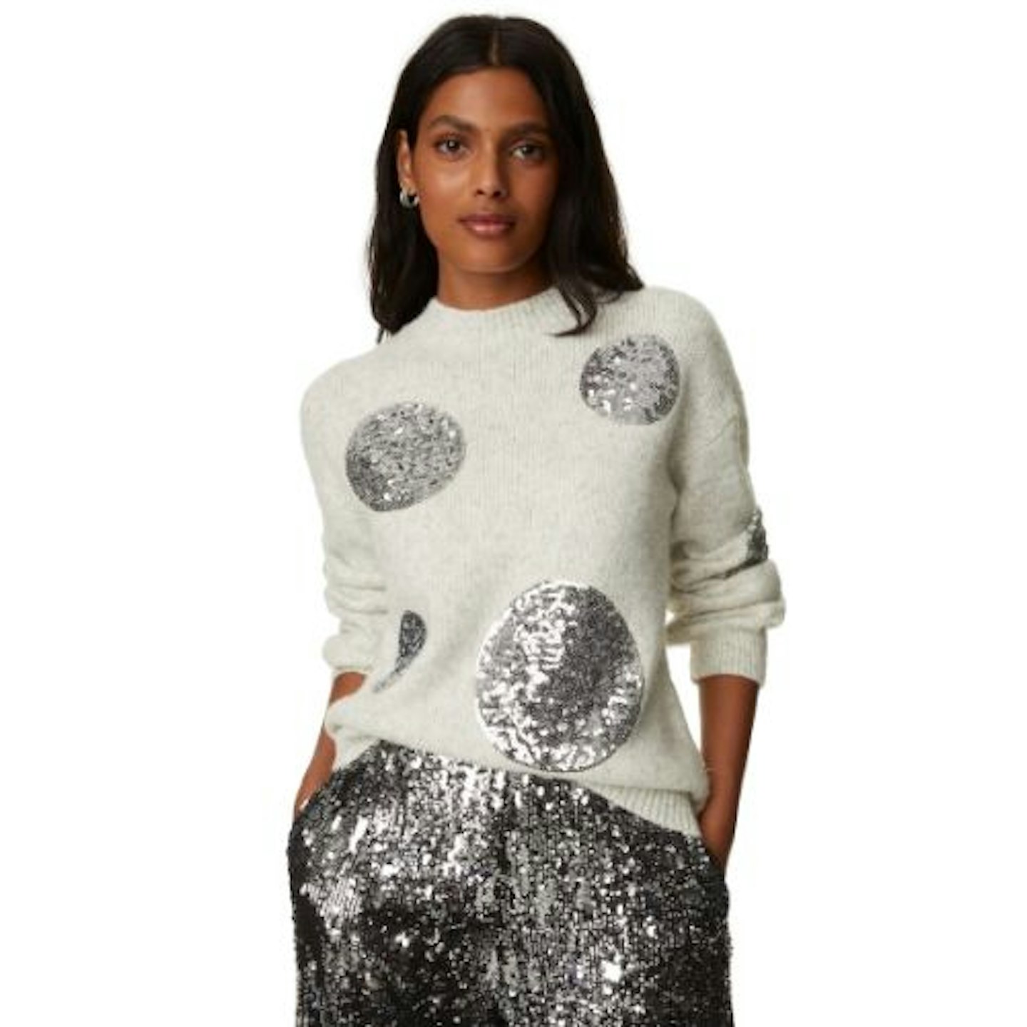 Recycled Blend Sequin Spot Print Jumper