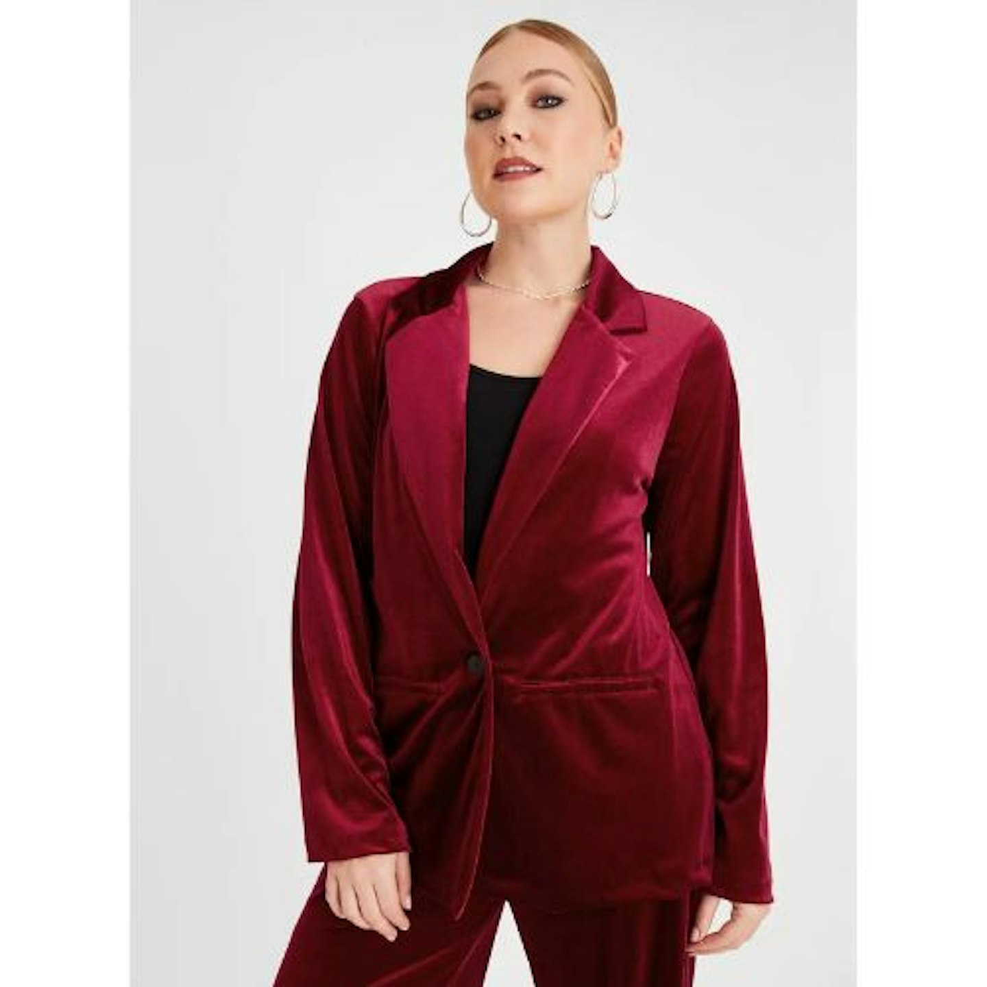 Burgundy velvet blazer