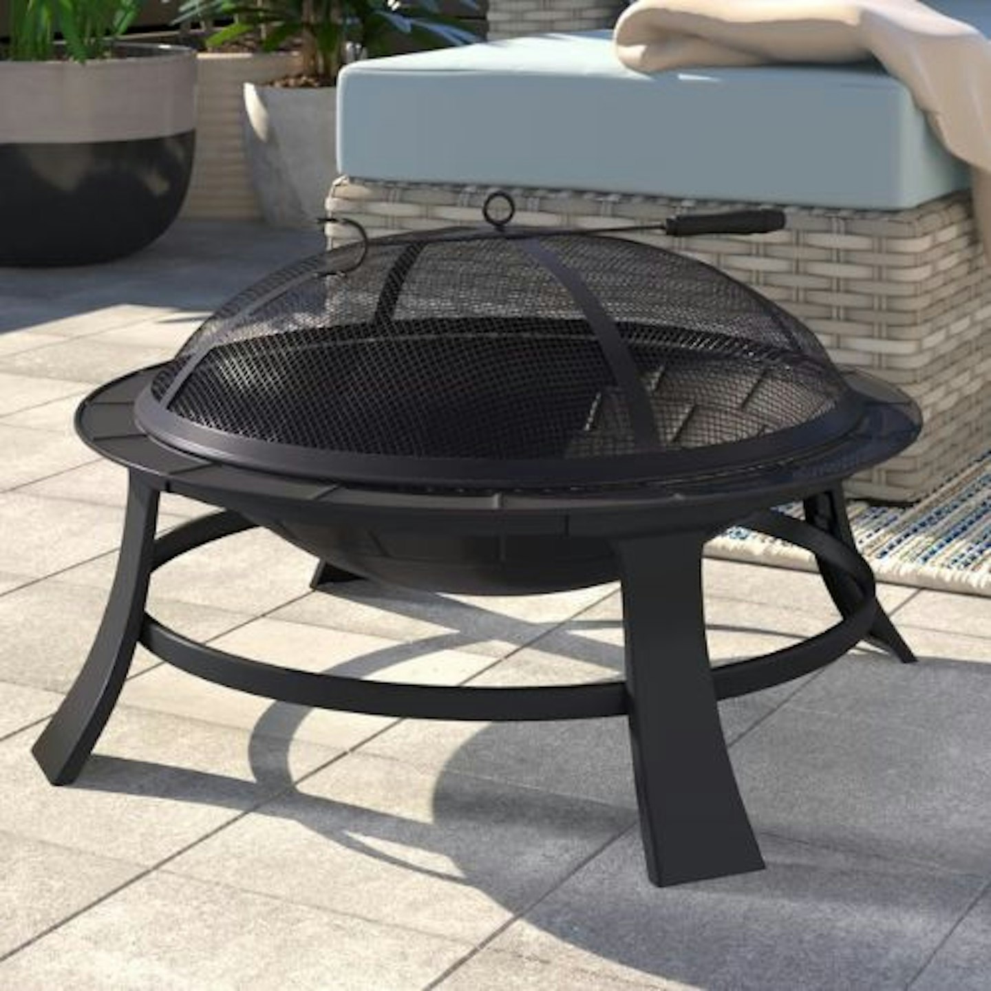 Cathryn 42.5" H x 75.5" W Steel Fire Pit